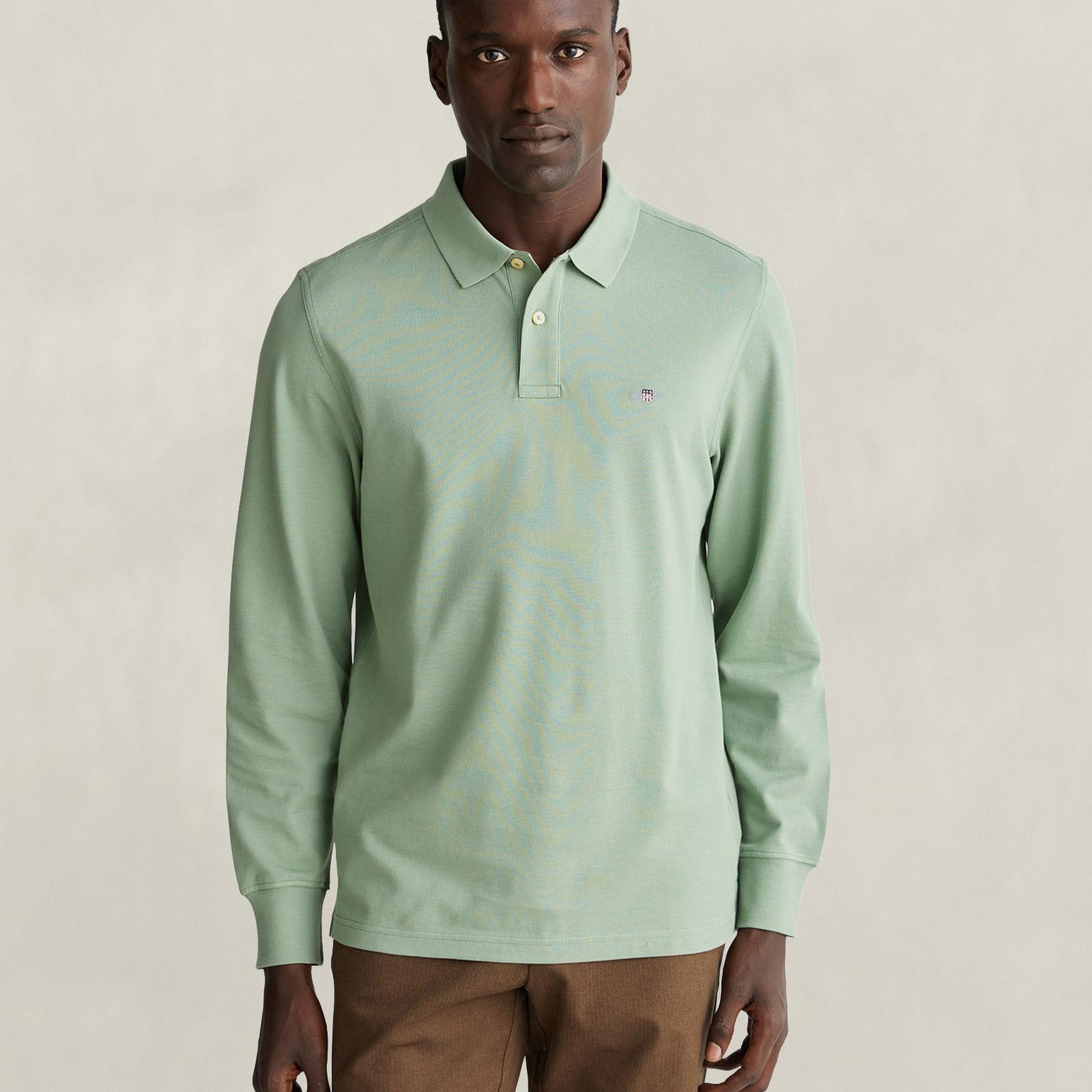 GANT Erkek Yeşil Regular Fit Polo Yaka T-Shirt