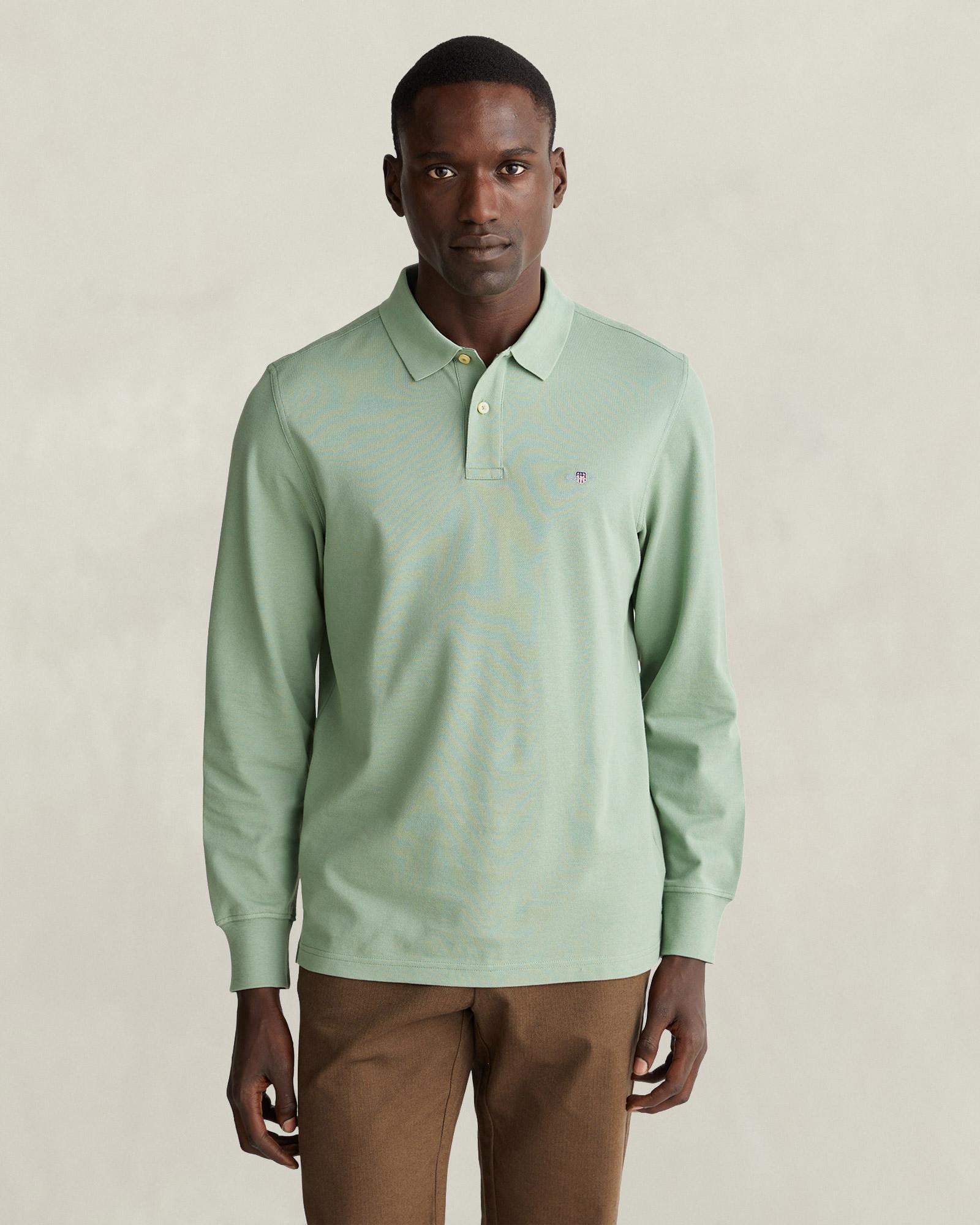 GANT Erkek Yeşil Regular Fit Polo Yaka T-Shirt