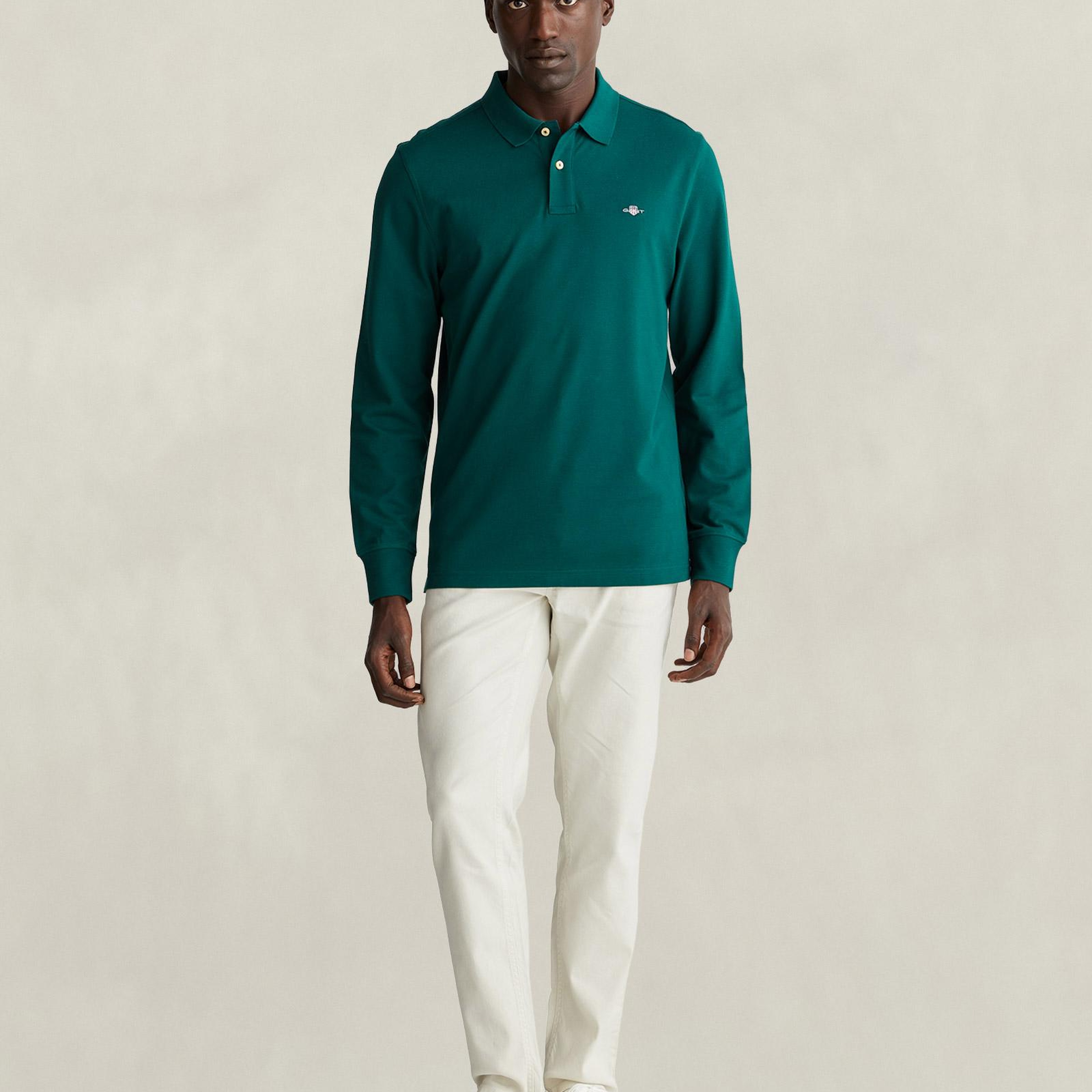 GANT Erkek Yeşil Regular Fit Polo Yaka T-Shirt