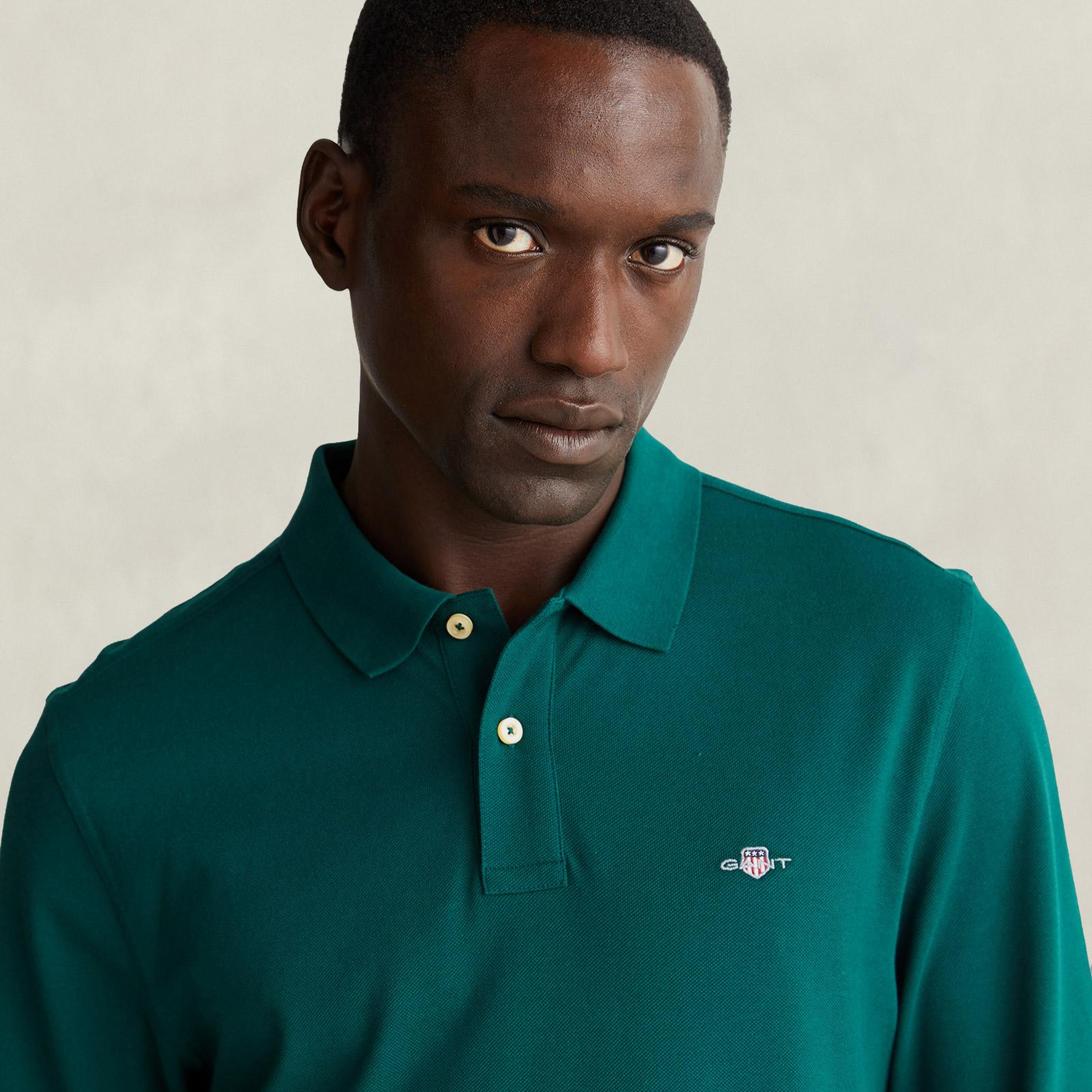 GANT Erkek Yeşil Regular Fit Polo Yaka T-Shirt