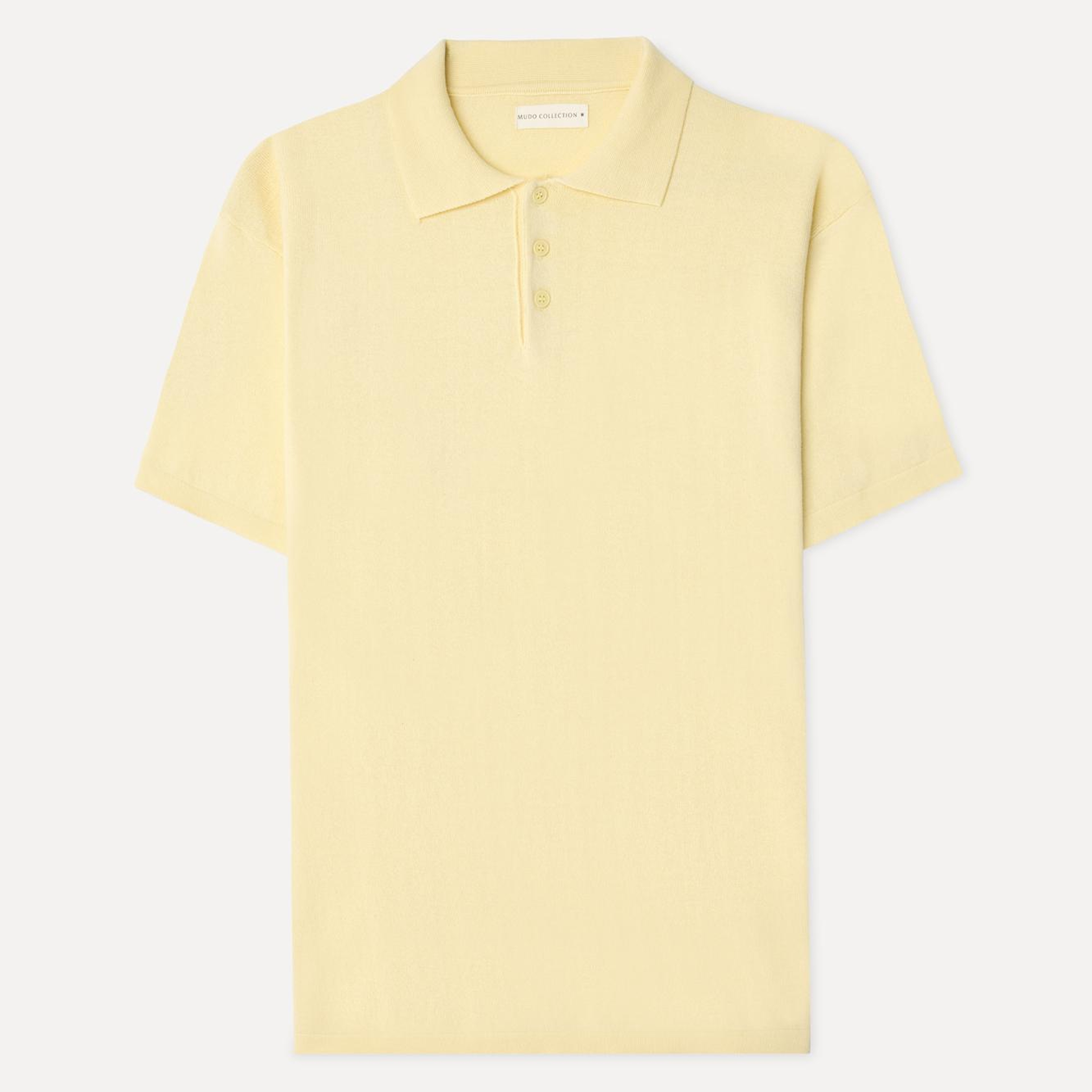 Erkek Sarı Comfort Fit Polo Yaka Kısa Kollu Triko Kazak