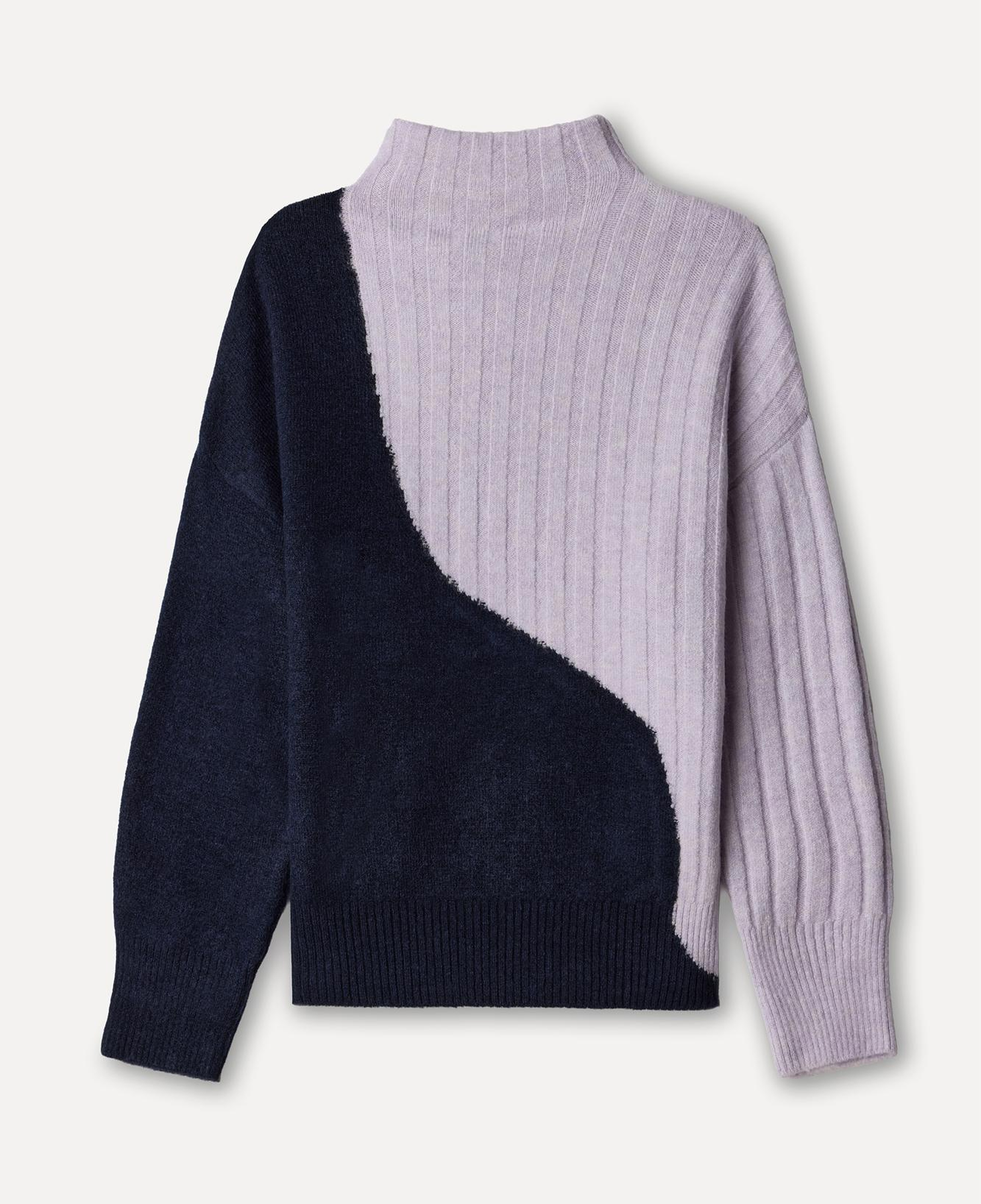Kadın Lacivert Loose Fit Dik Yaka Renk Geçişli Kazak