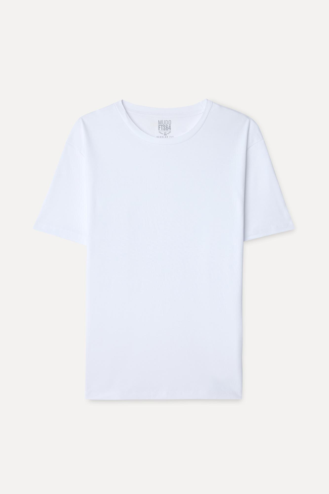 Erkek Beyaz Bisiklet Yaka T-Shirt