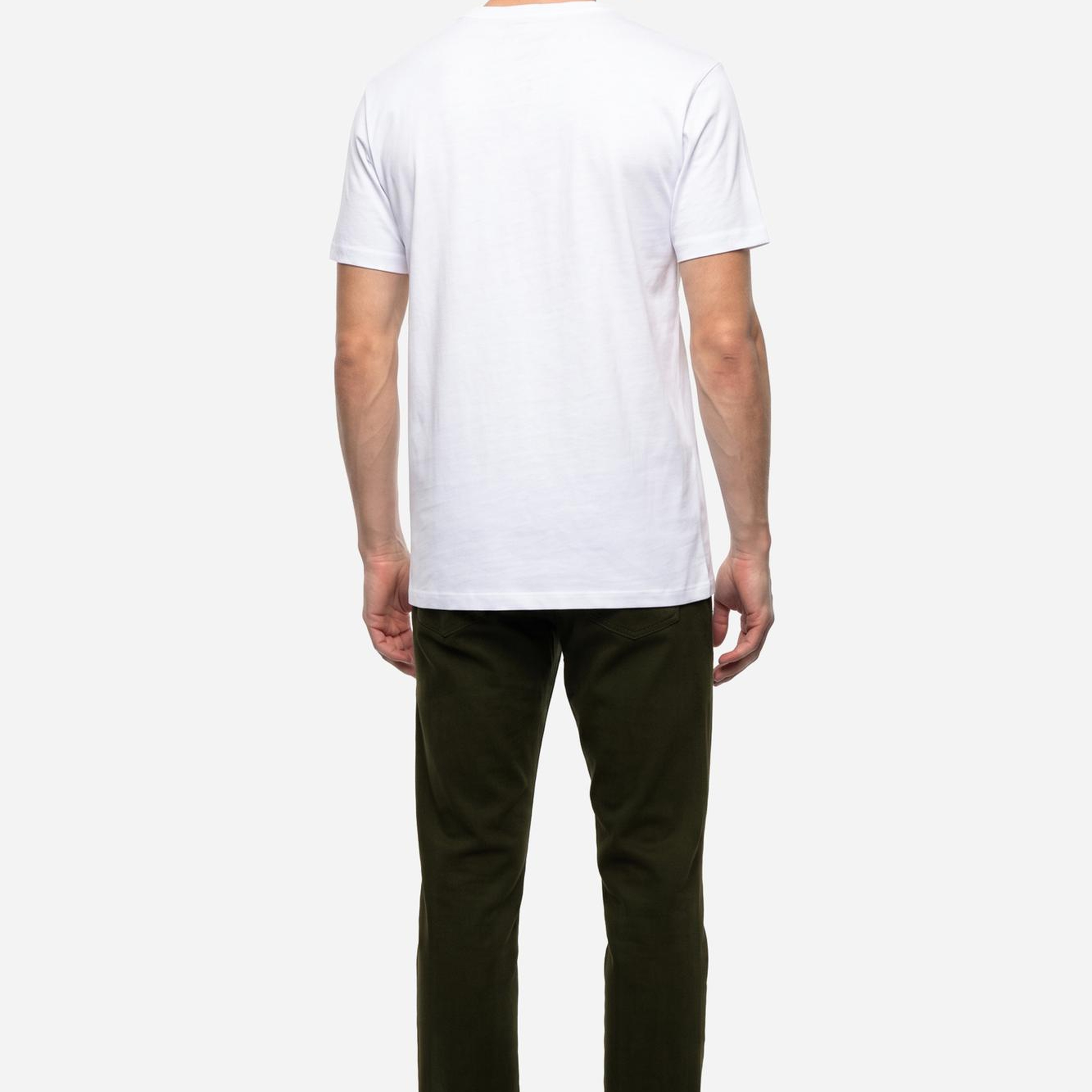 Erkek Beyaz Bisiklet Yaka T-Shirt