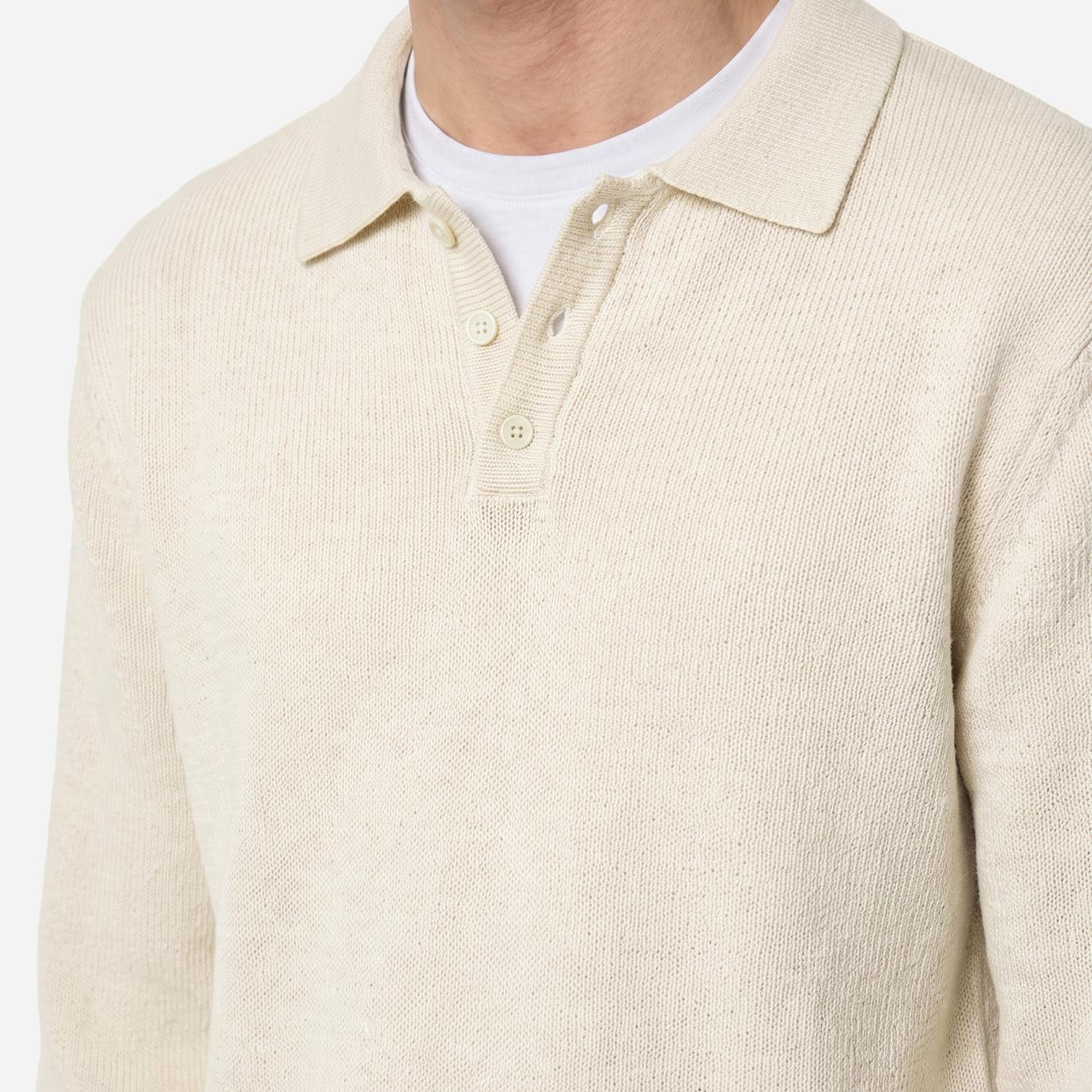 Erkek Ekru Polo Yaka Triko Kazak