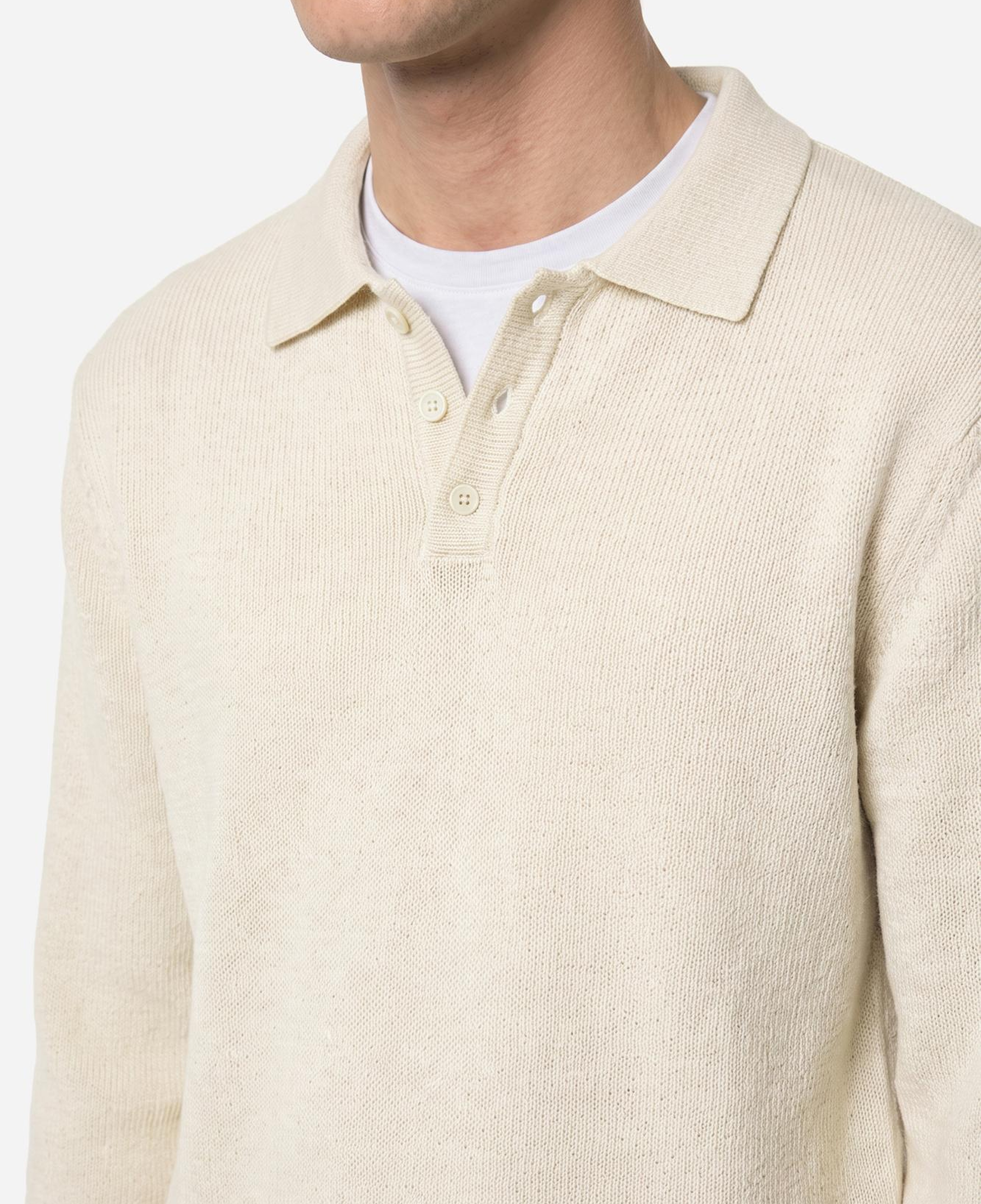 Erkek Ekru Polo Yaka Triko Kazak
