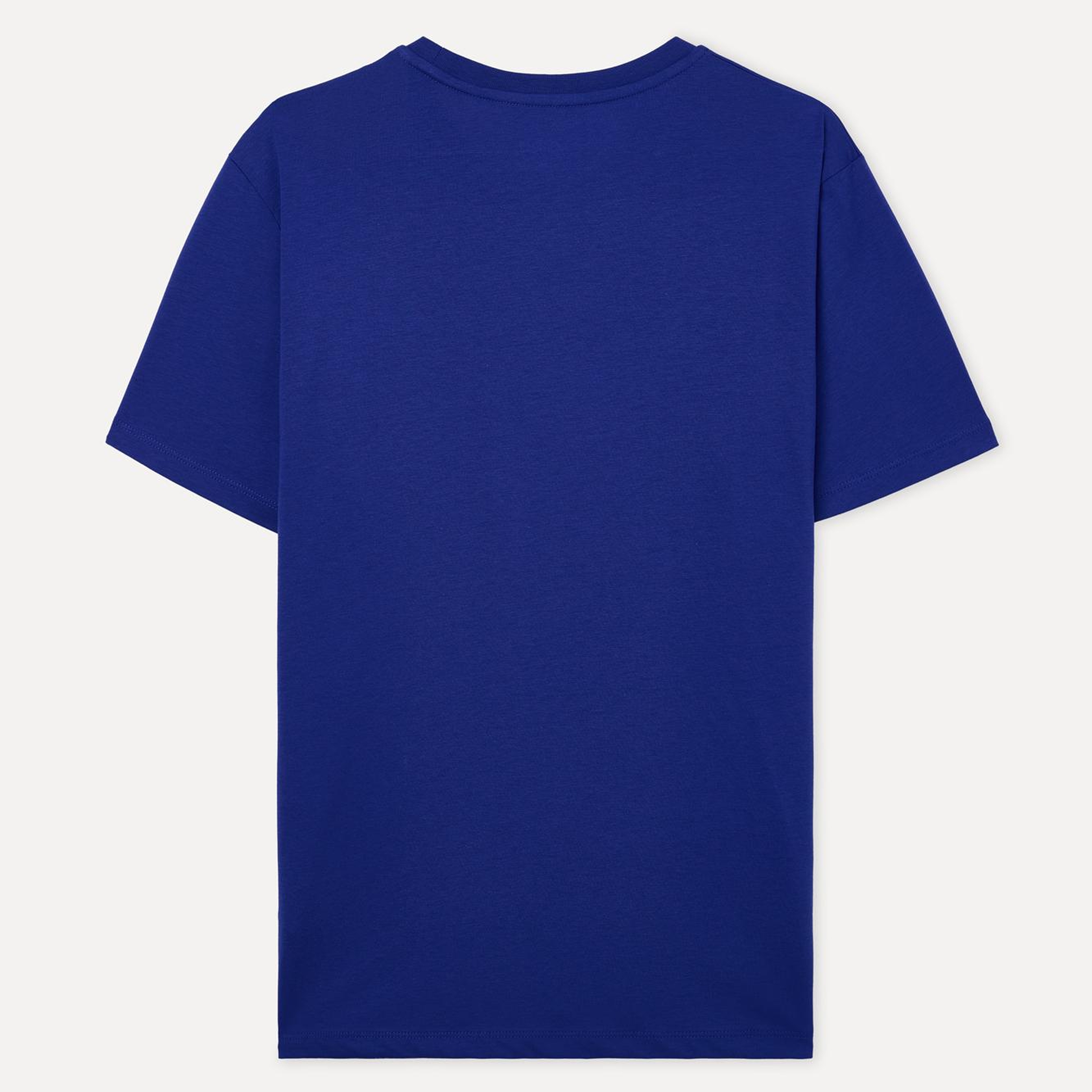 Erkek Saks Mavi Pamuklu Bisiklet Yaka T-Shirt