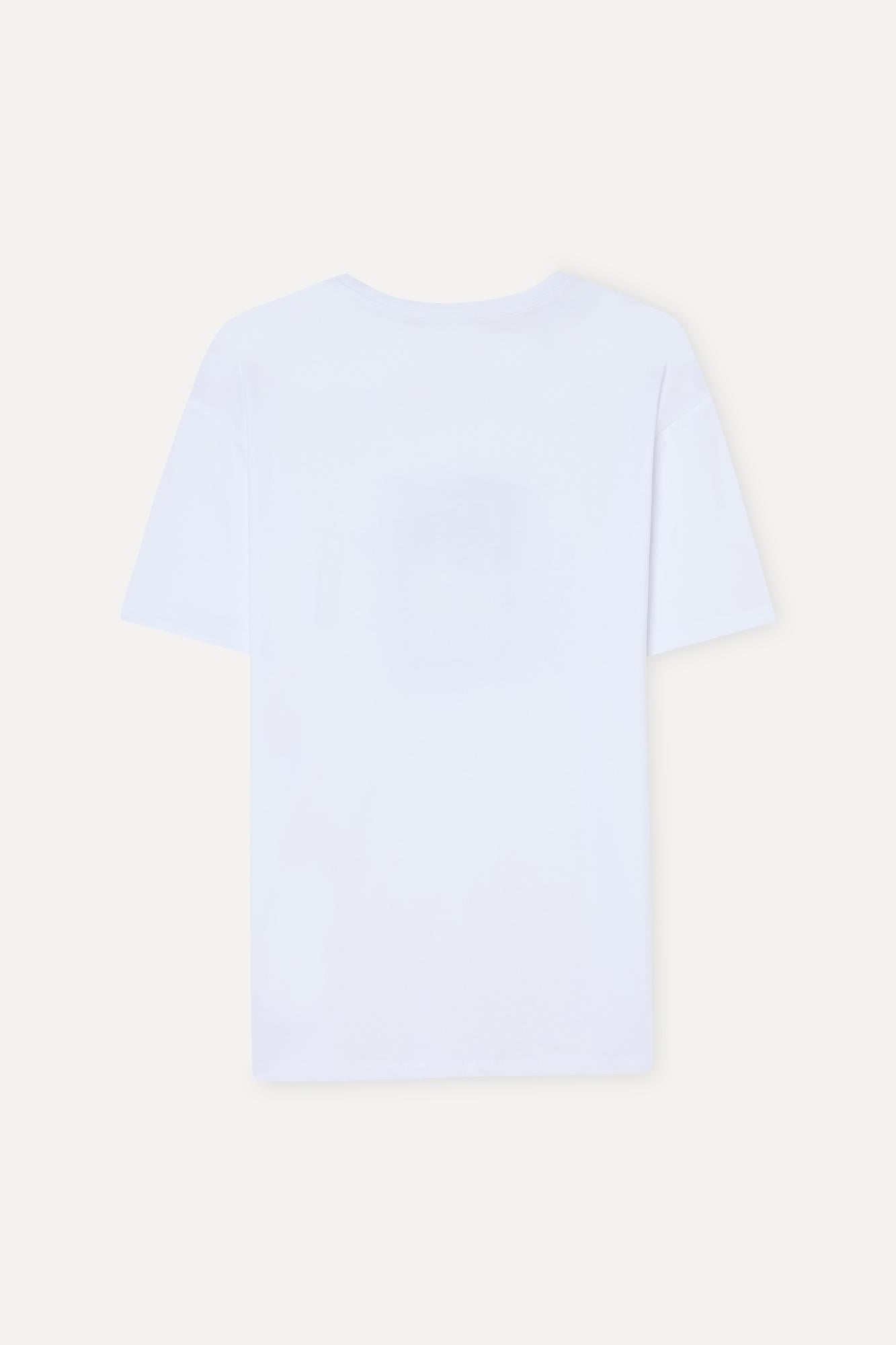 Erkek Beyaz Baskılı Comfort Fit Bisiklet Yaka T-Shirt