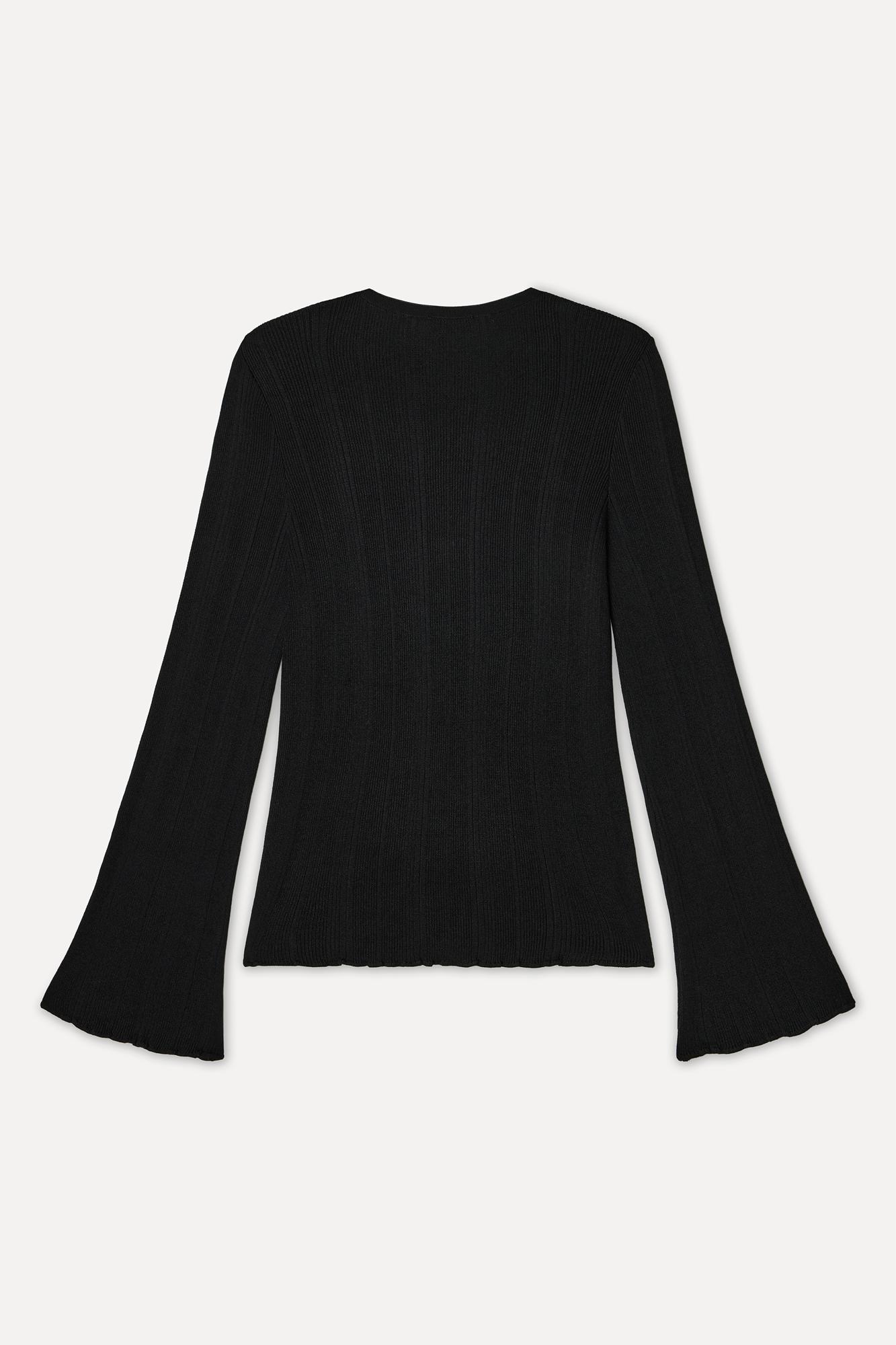 Kadın Siyah Loose Fit V Yaka Hırka