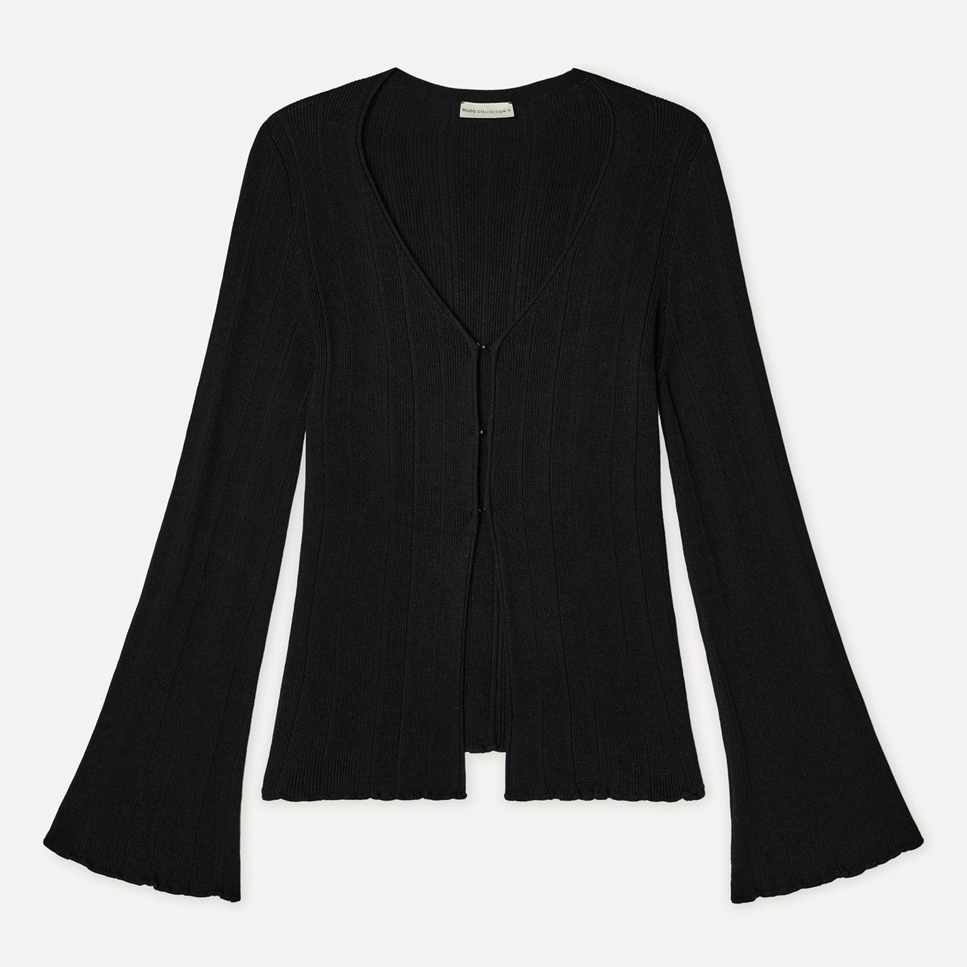 Kadın Siyah Loose Fit V Yaka Hırka