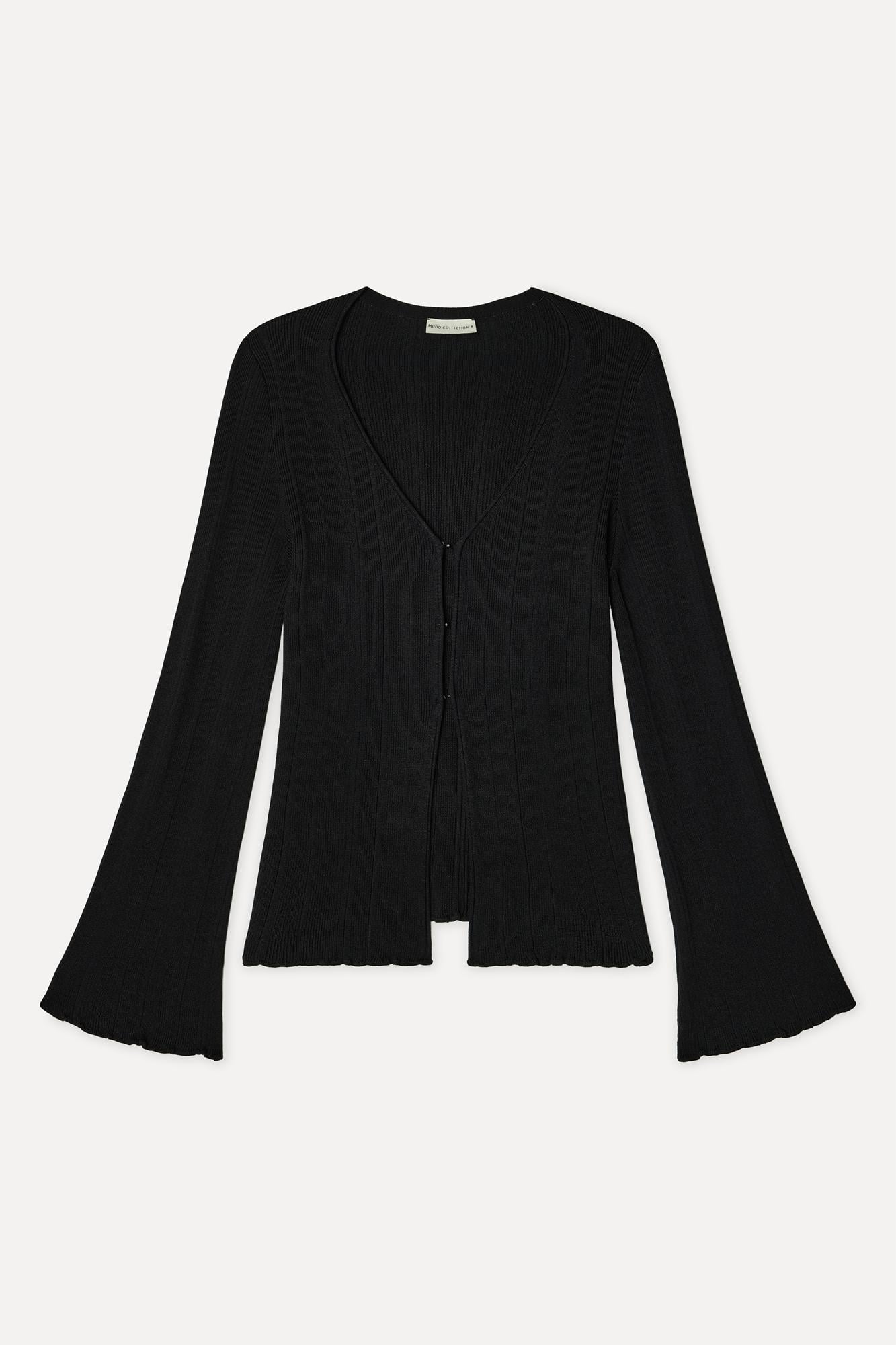 Kadın Siyah Loose Fit V Yaka Hırka