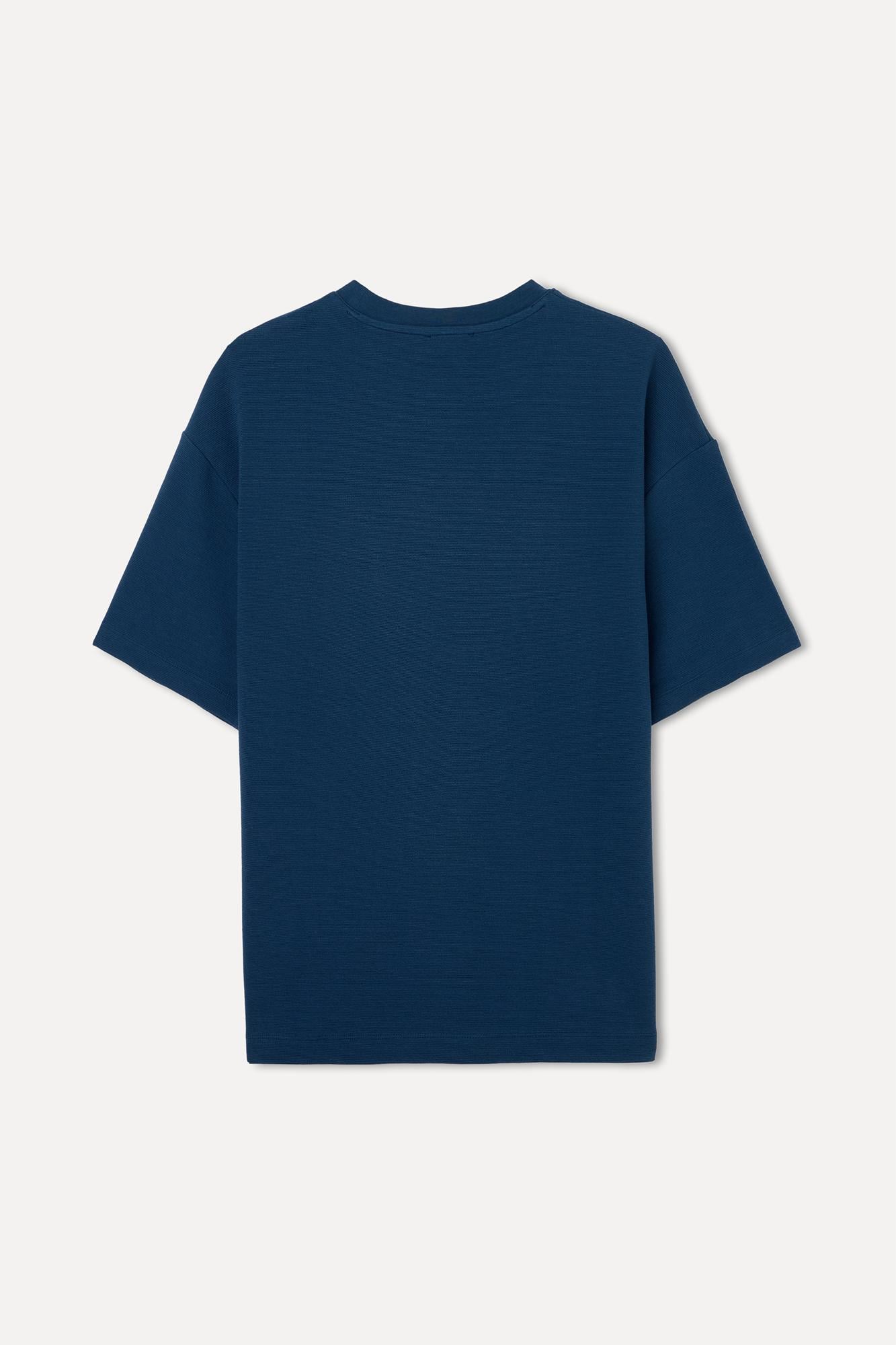 Erkek İndigo Oversize Bisiklet Yaka T-Shirt