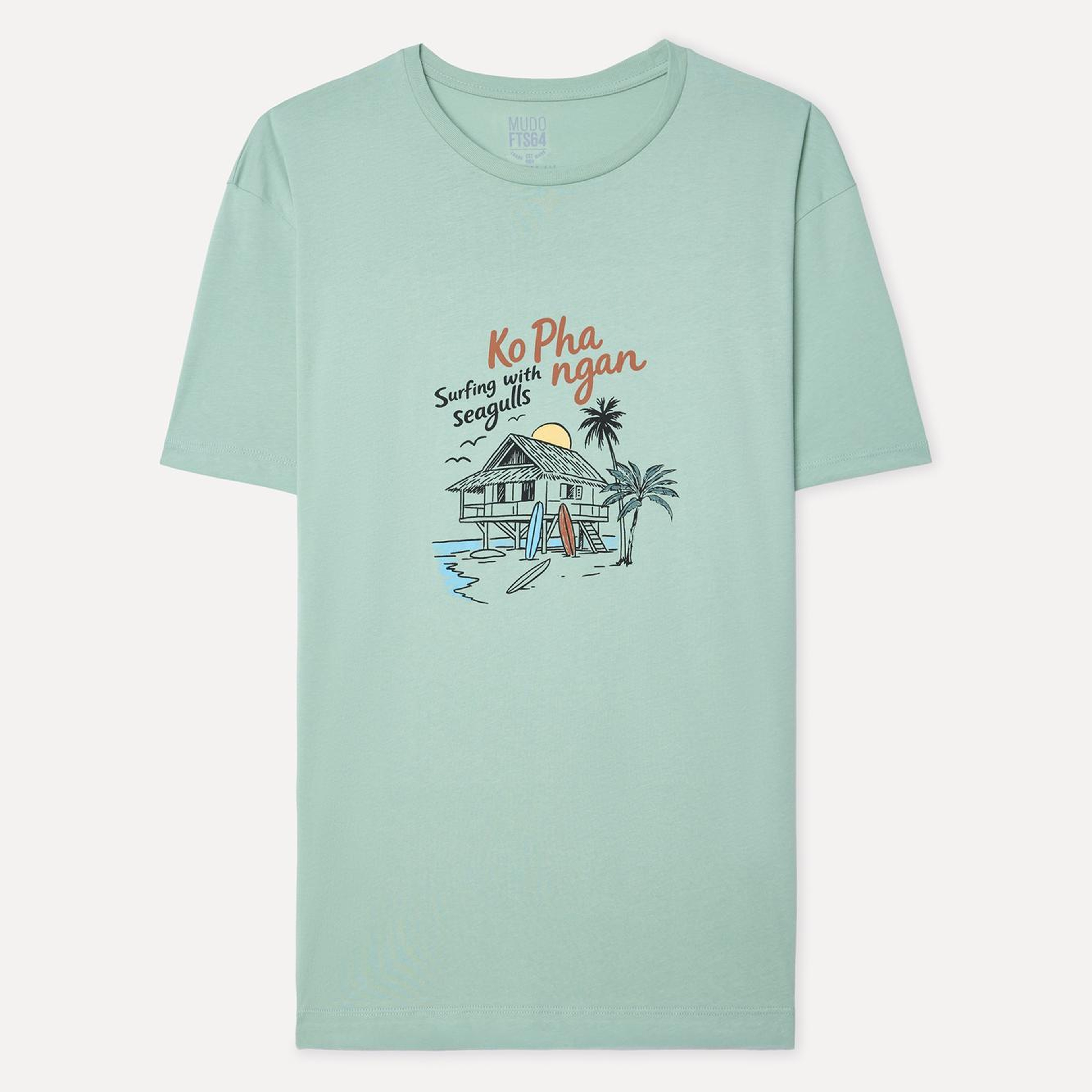 Erkek Yeşil Comfort Fit Baskılı Bisiklet Yaka T-Shirt
