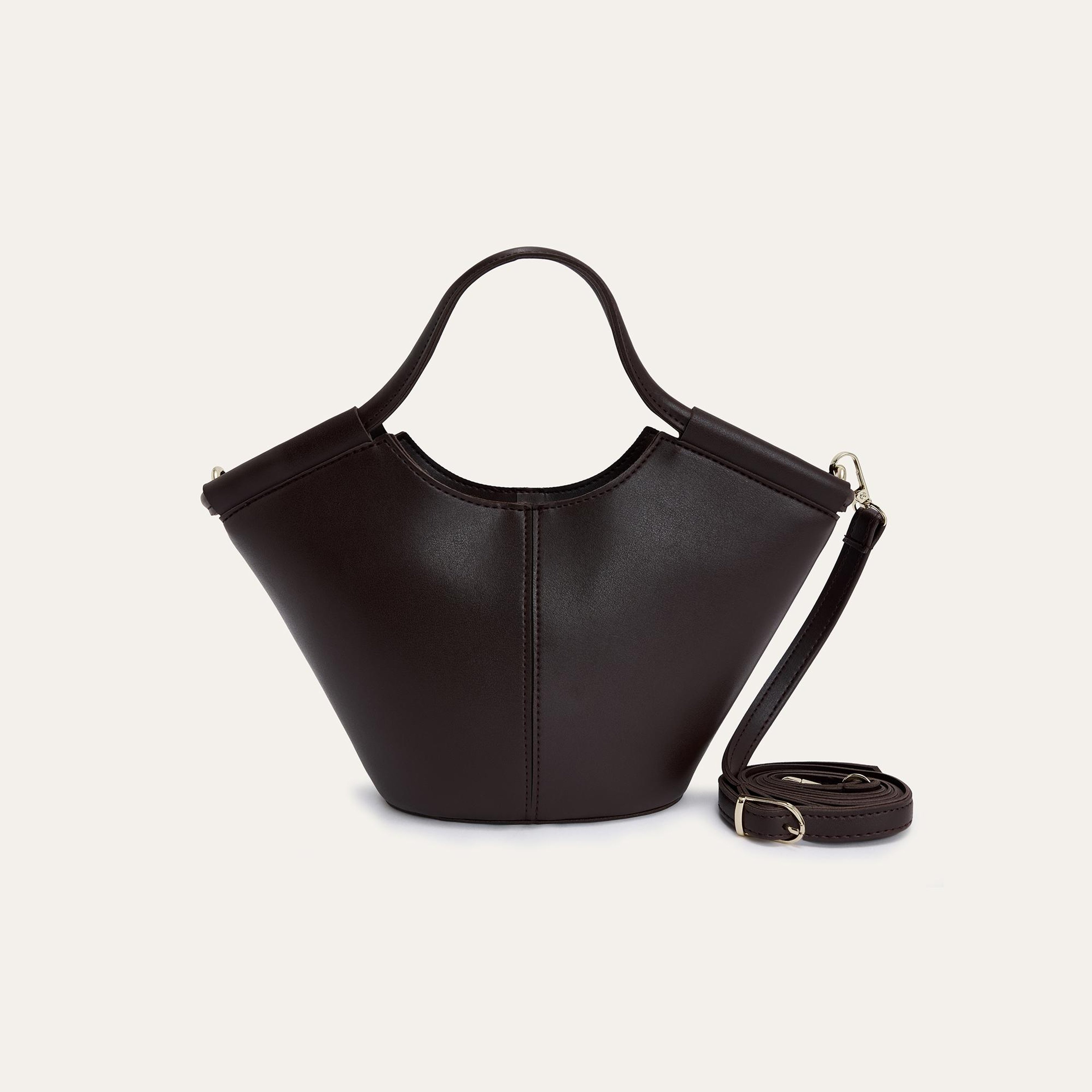 Kadın Kahverengi Deri Görünümlü Shopper Omuz Çantası