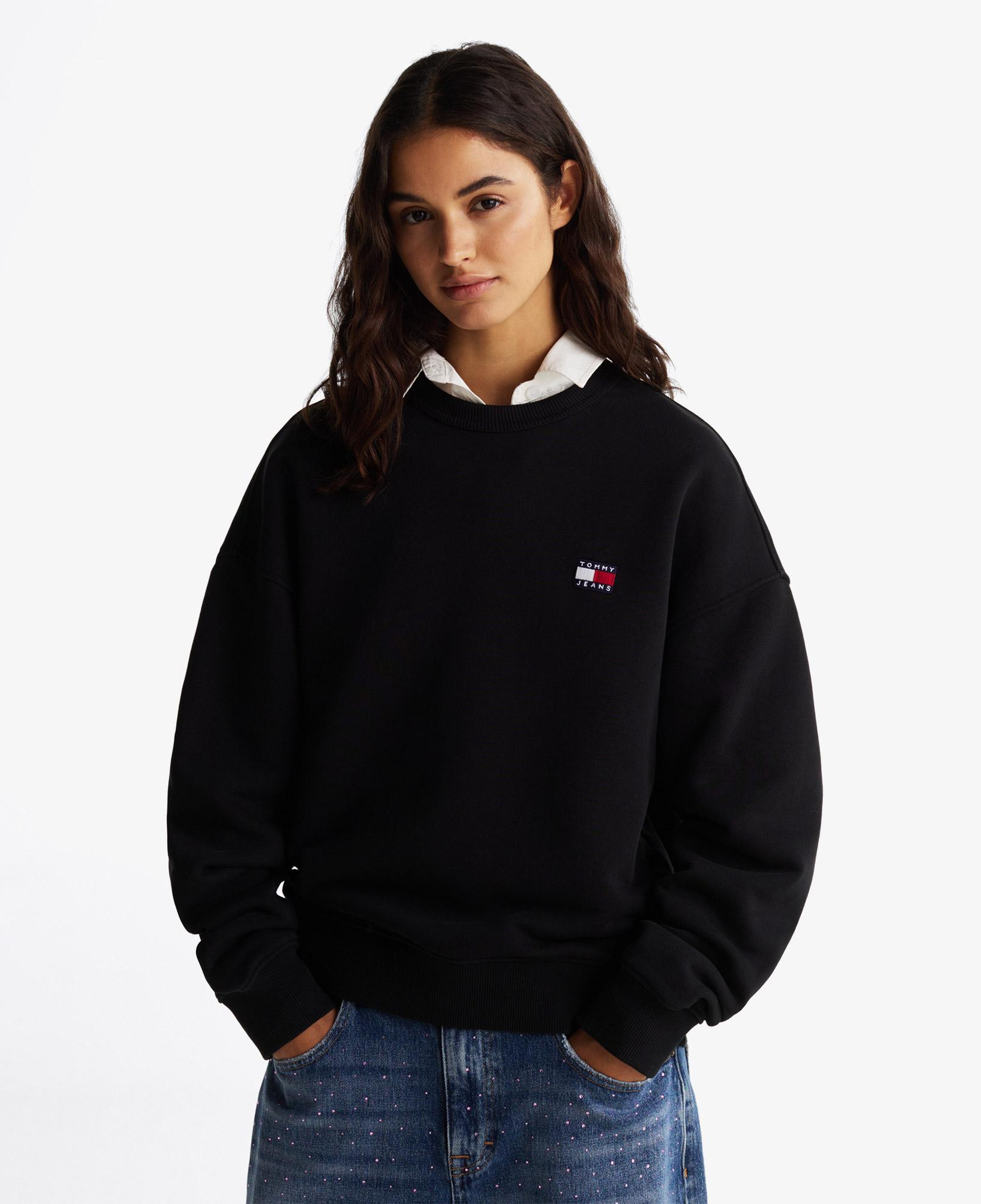 Tommy Jeans Bxy Badge Crew Kadın Siyah Sweatshirt