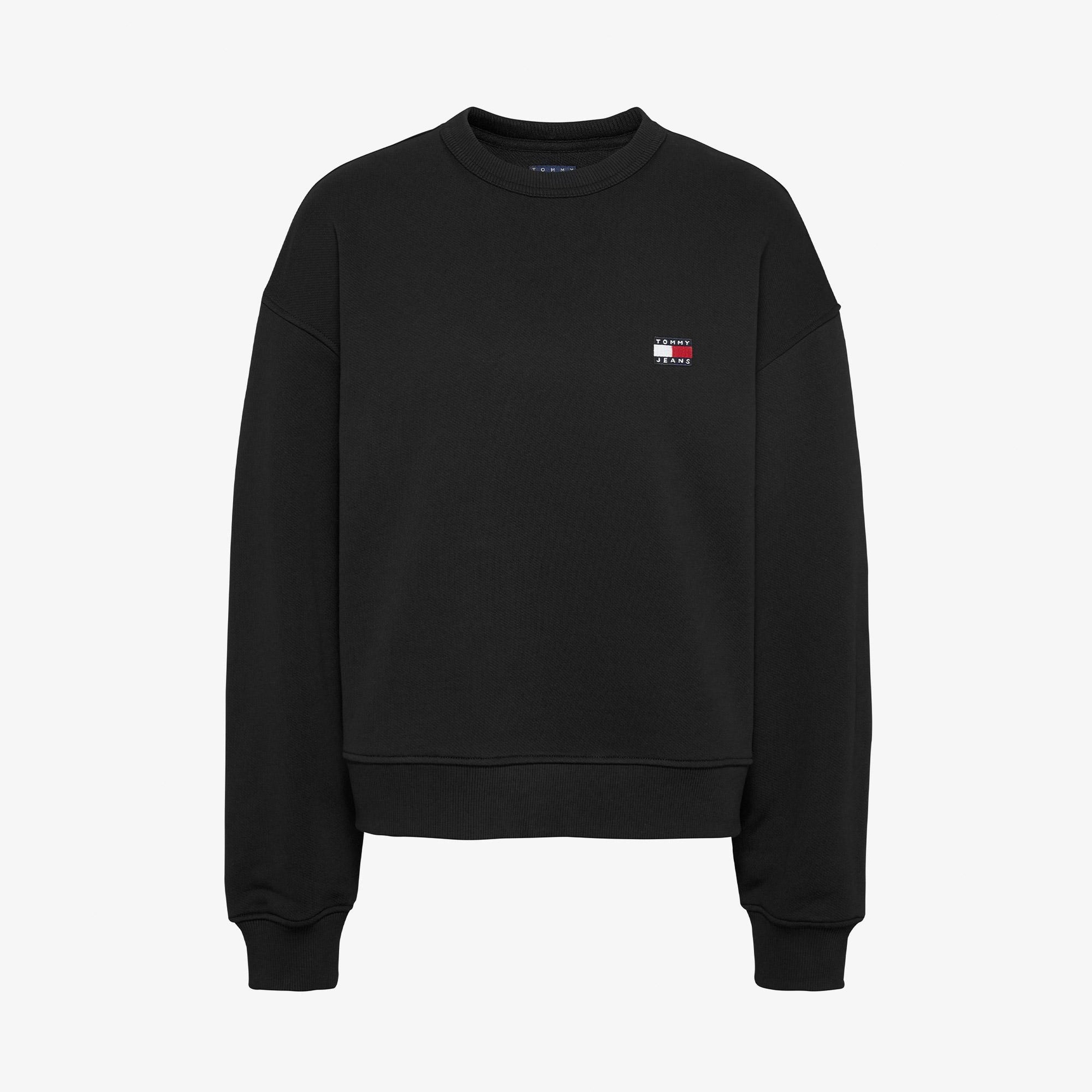 Tommy Jeans Bxy Badge Crew Kadın Siyah Sweatshirt