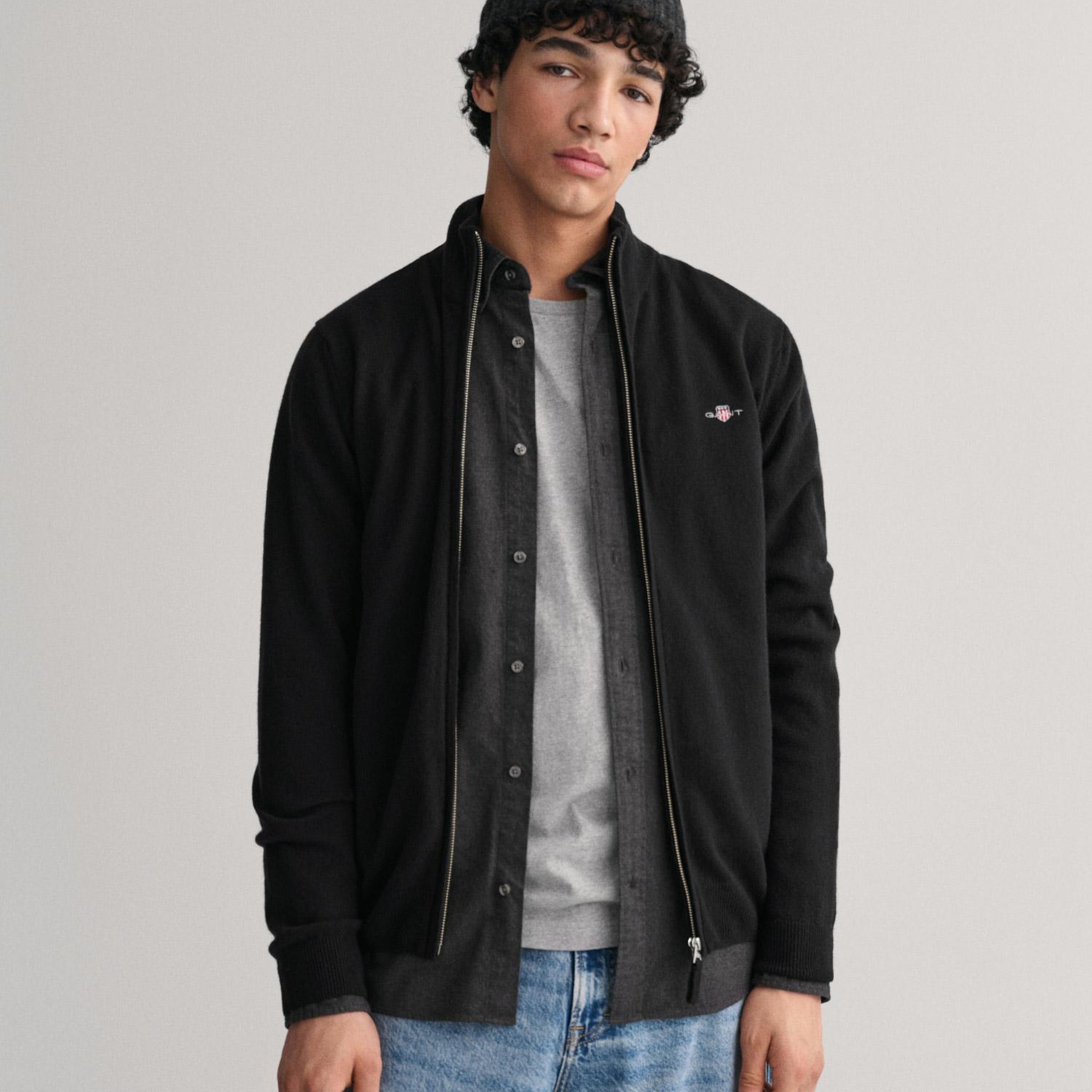 GANT Erkek Siyah Regular Fit Yün Hırka