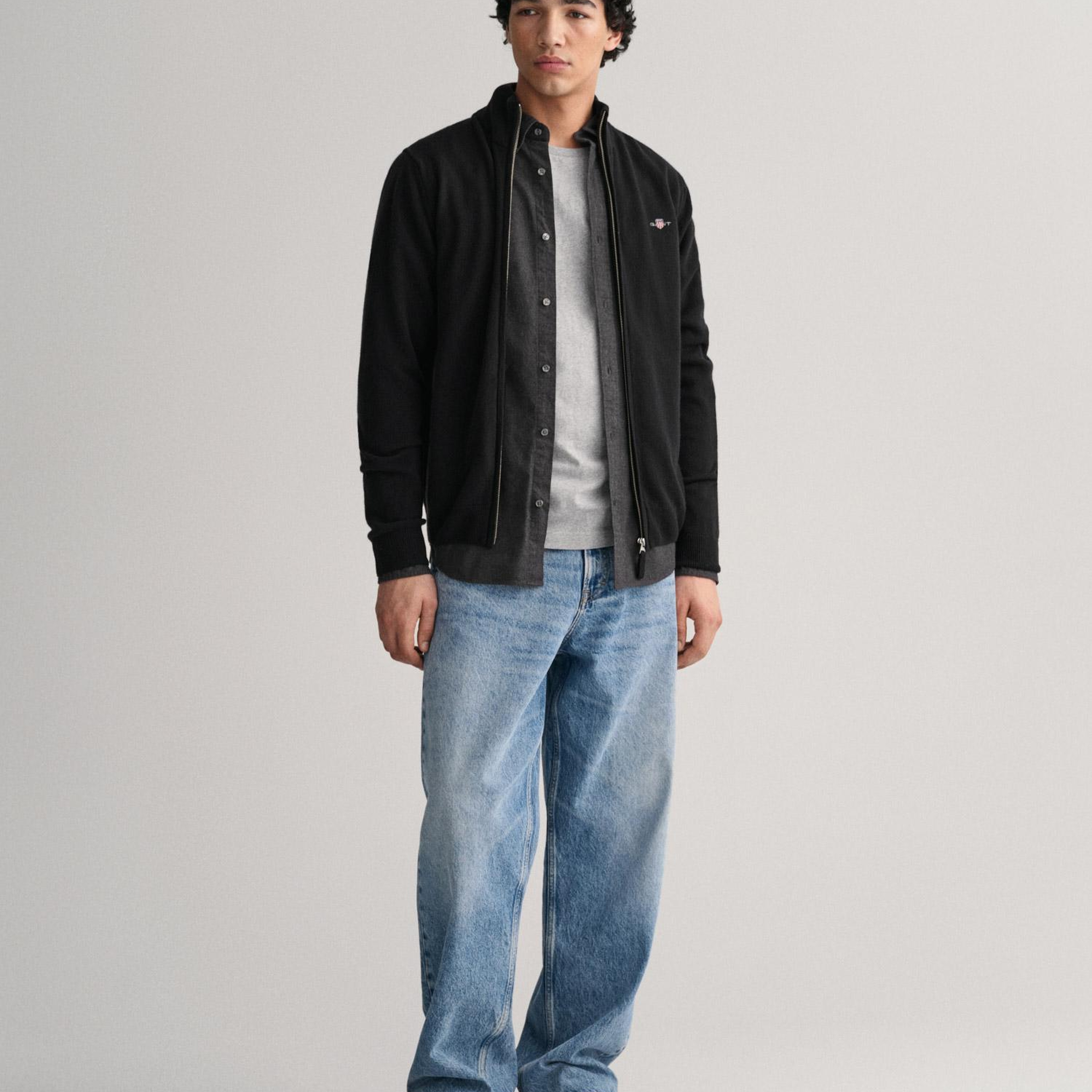 GANT Erkek Siyah Regular Fit Yün Hırka