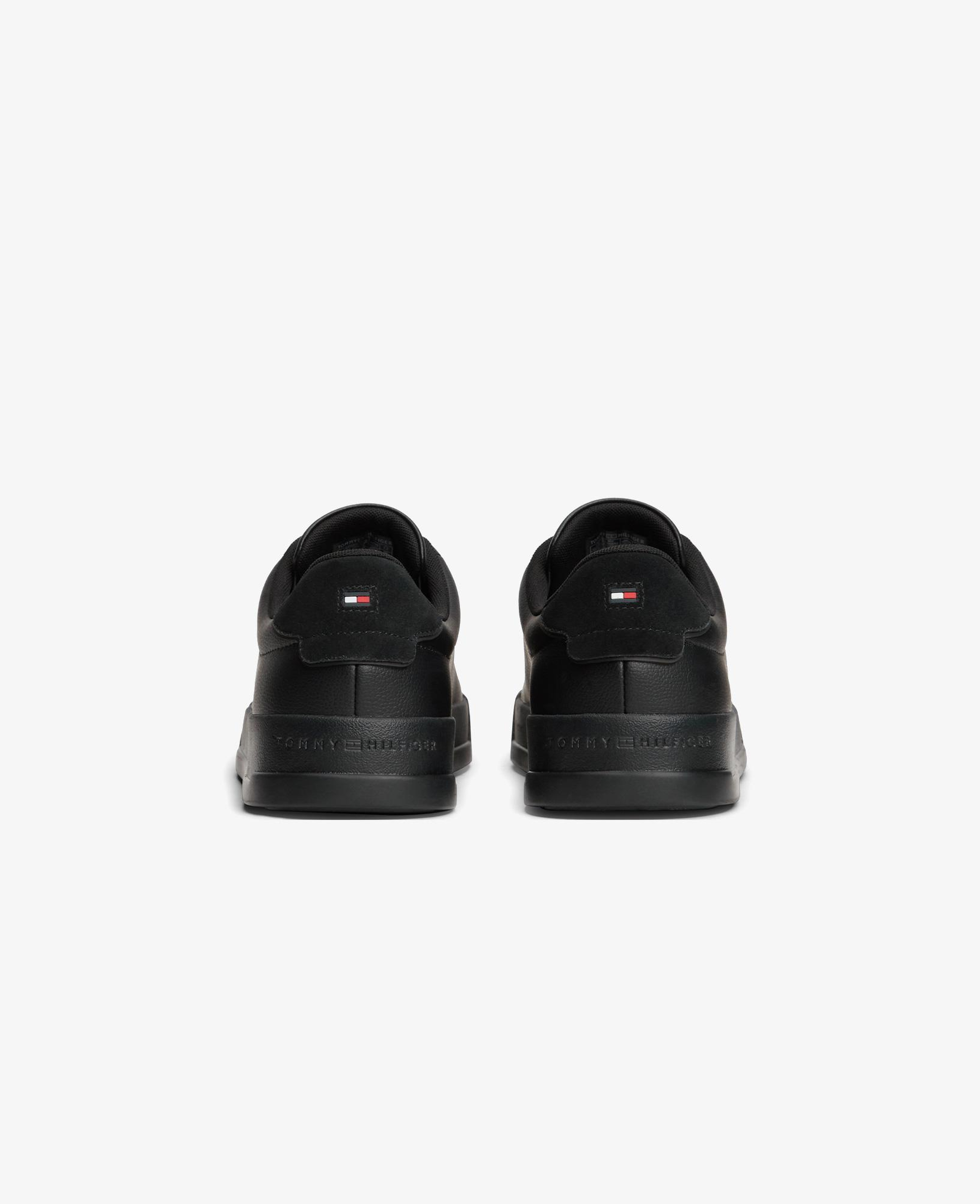 Tommy Hilfiger Court Leather Detail Erkek Siyah Sneaker