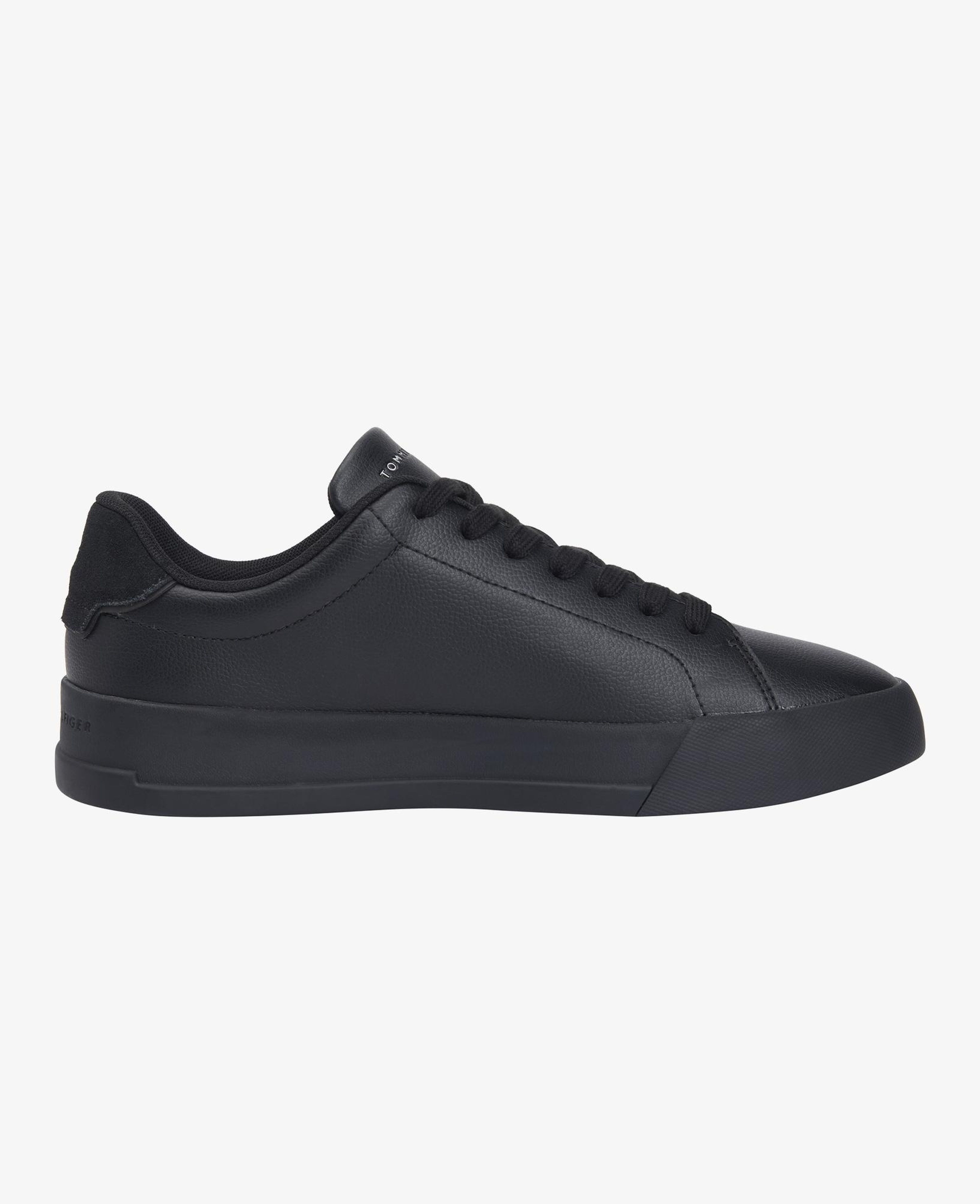 Tommy Hilfiger Court Leather Detail Erkek Siyah Sneaker