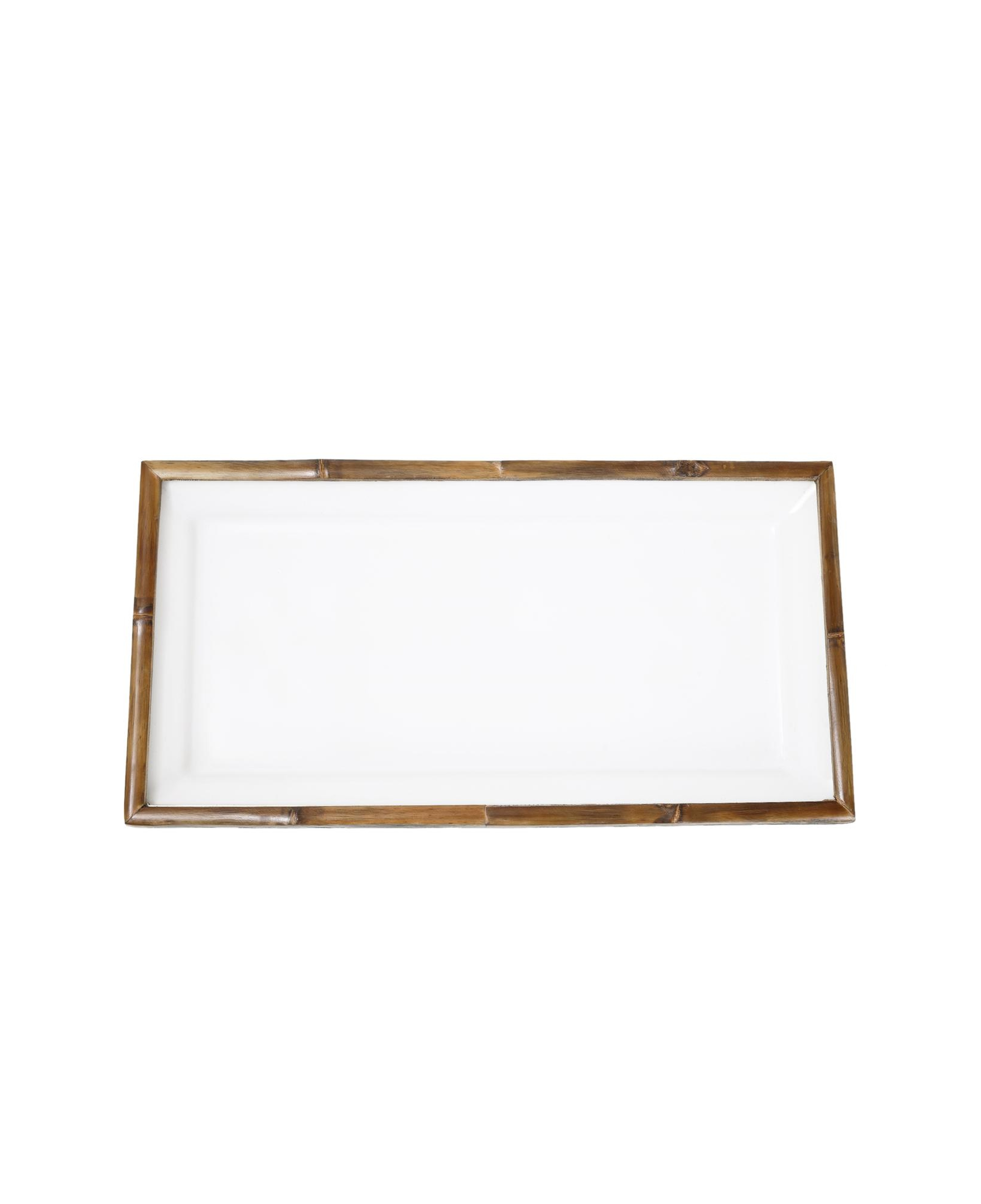YARGICI Porselen Bambu Detaylı Servis Tabağı(19x37x4 Cm)
