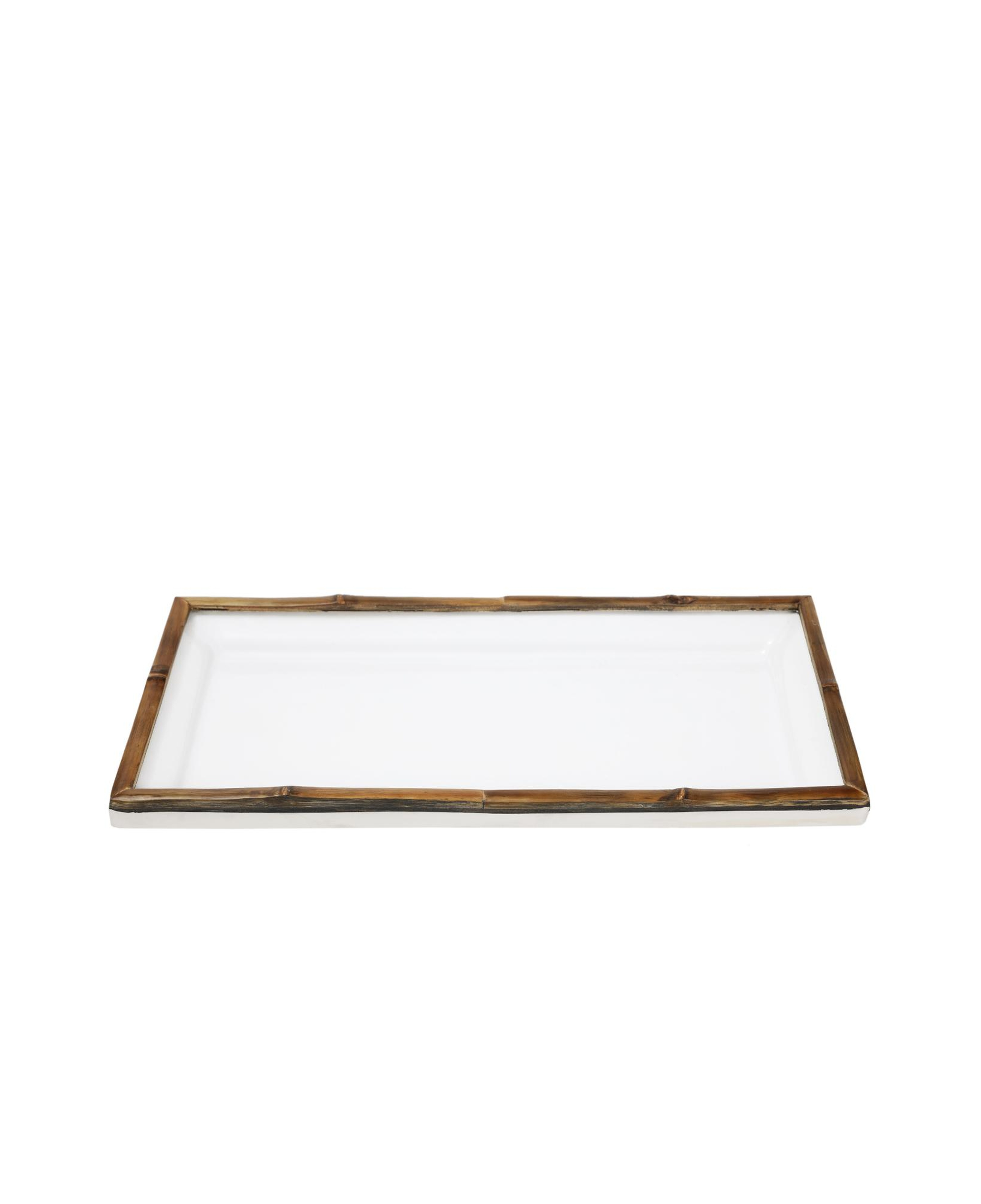 YARGICI Porselen Bambu Detaylı Servis Tabağı(19x37x4 Cm)