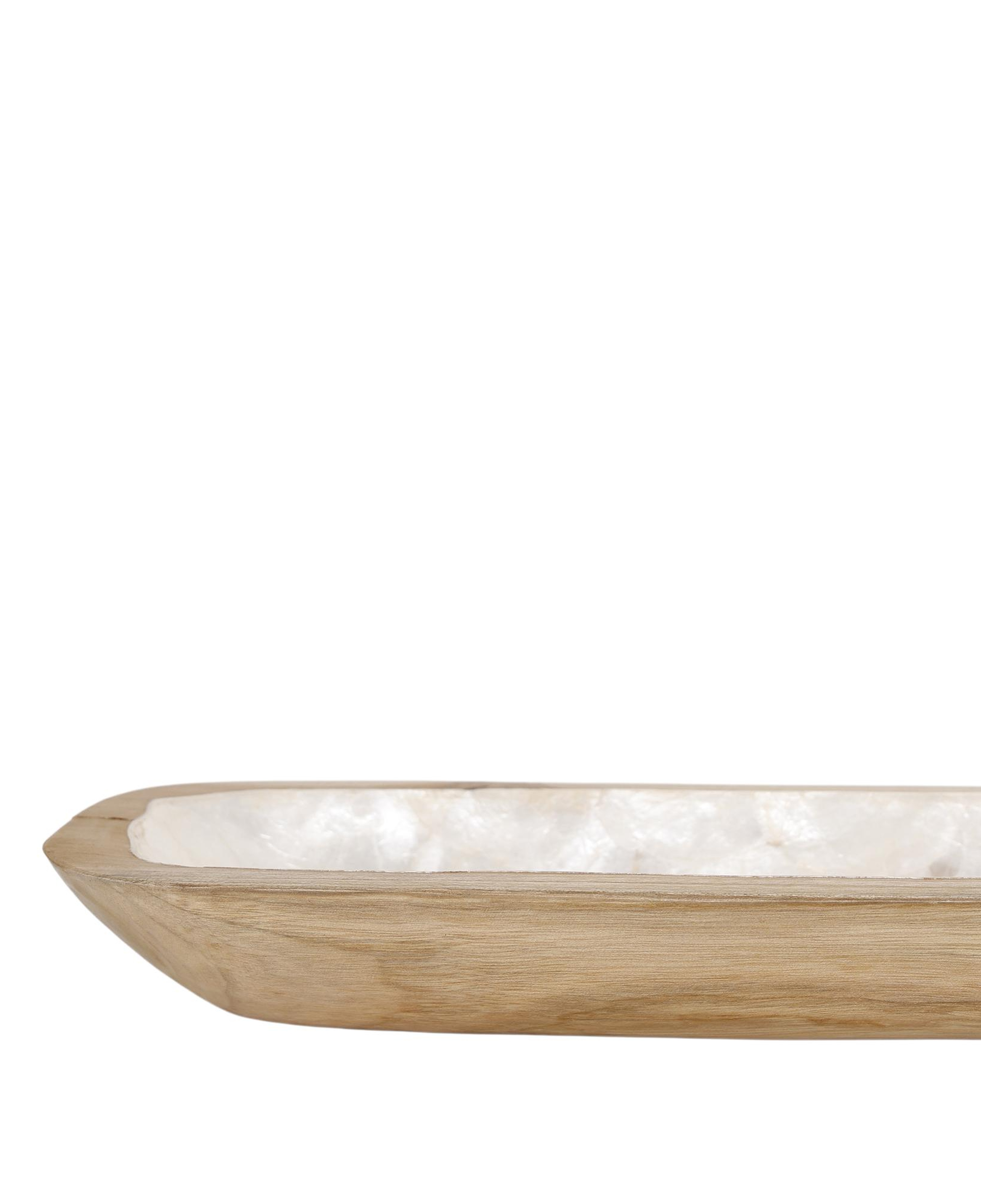 YARGICI Sedef Yüzeyli Tik Ağacı Servis Tabağı(80x16x6 Cm)