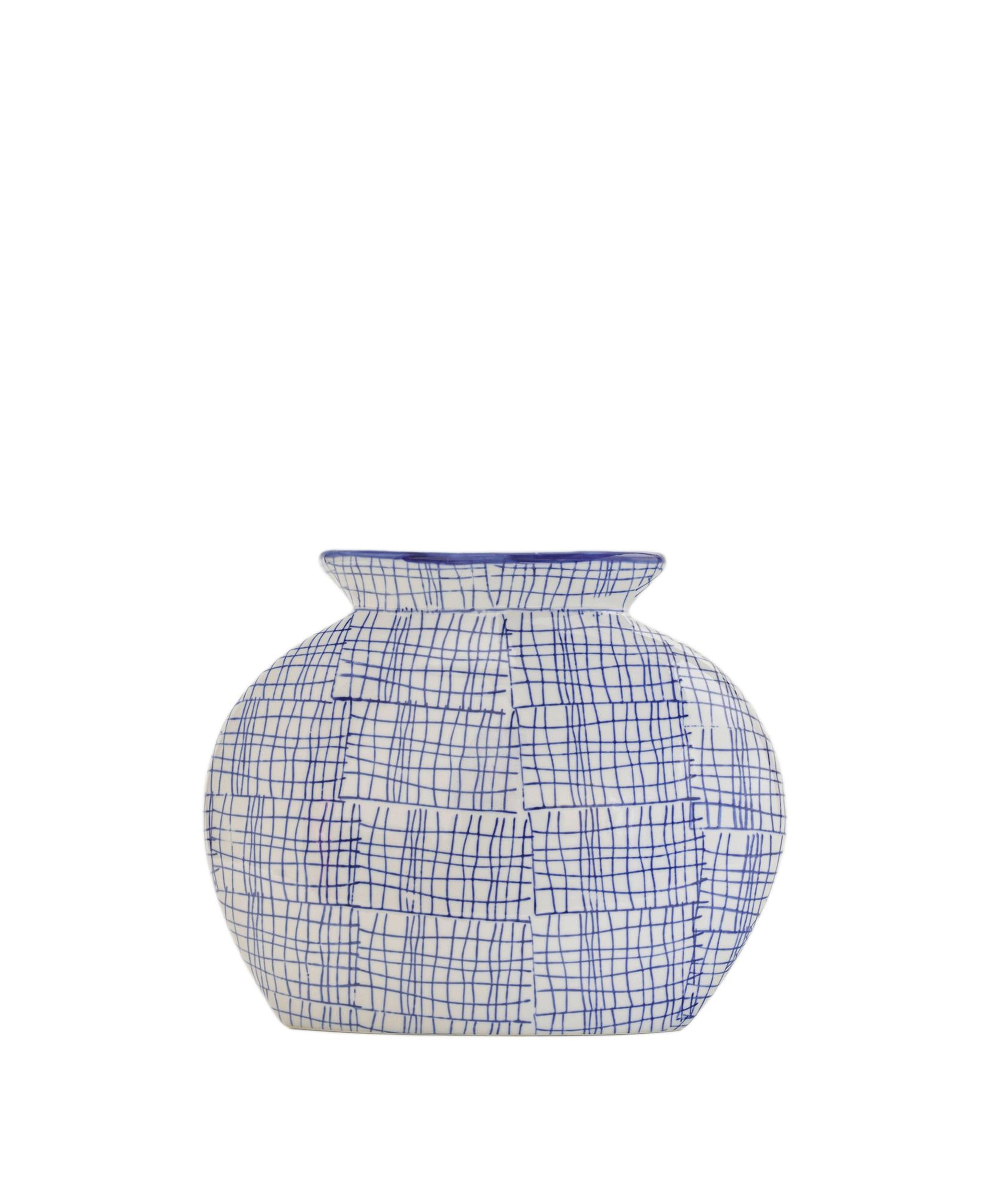 YARGICI Çizgi Desenli Porselen Vazo(10x30x25 Cm)