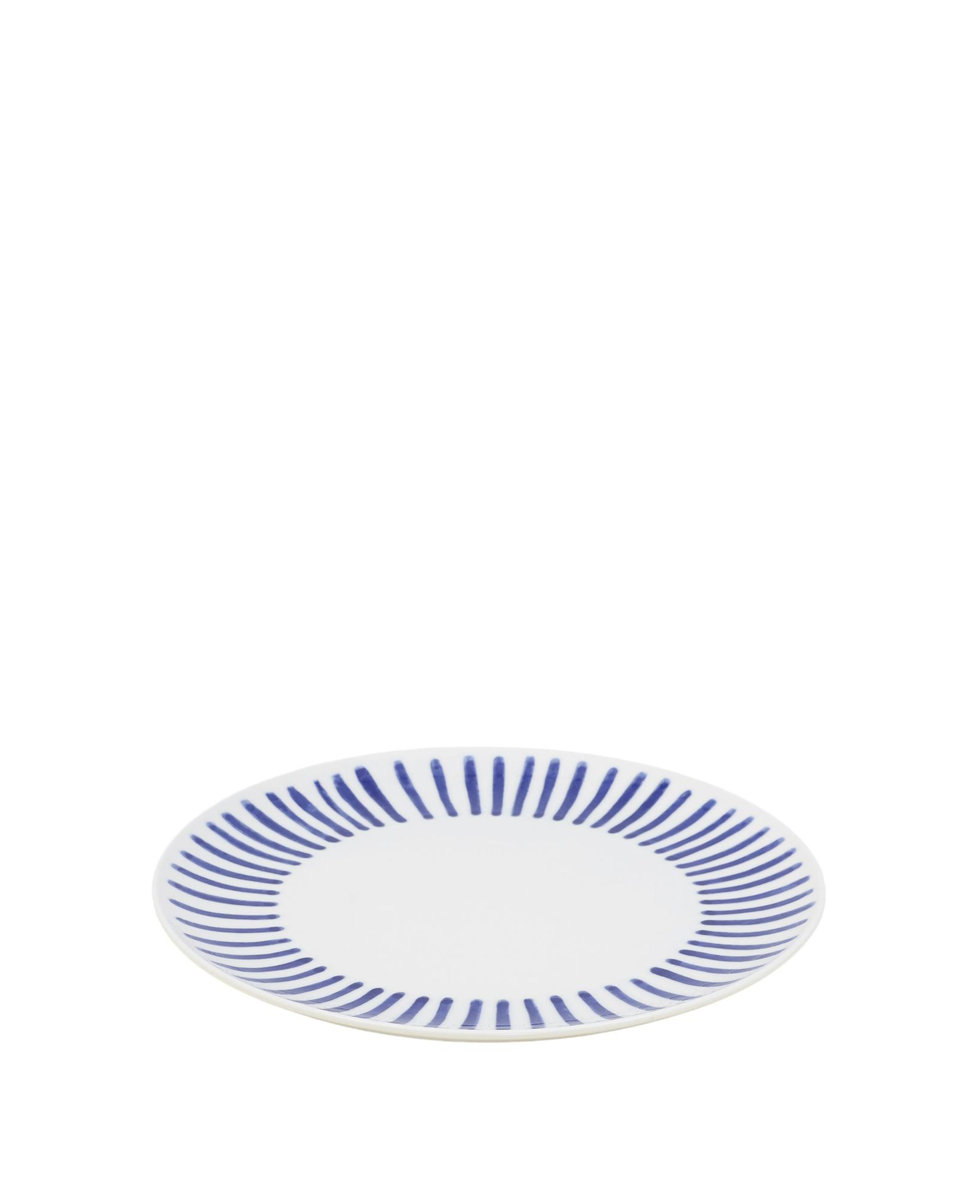 YARGICI Çizgi Desenli Porselen Pasta Tabağı(21 Cm)