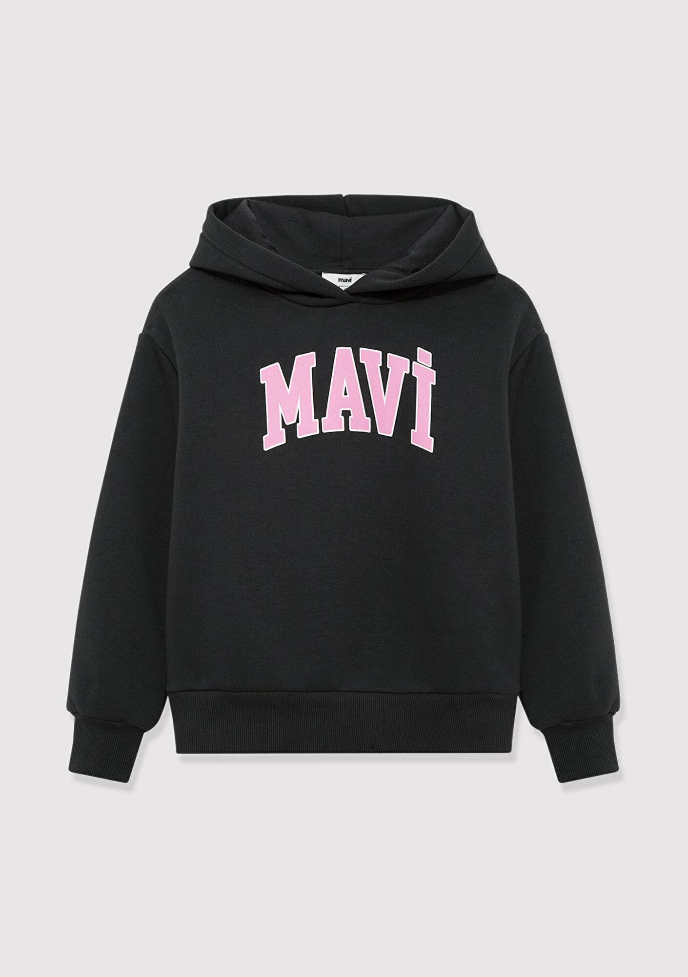 Mavi Mavi Logo Baskılı Kapüşonlu Antrasit Sweatshirt 7610035-70087