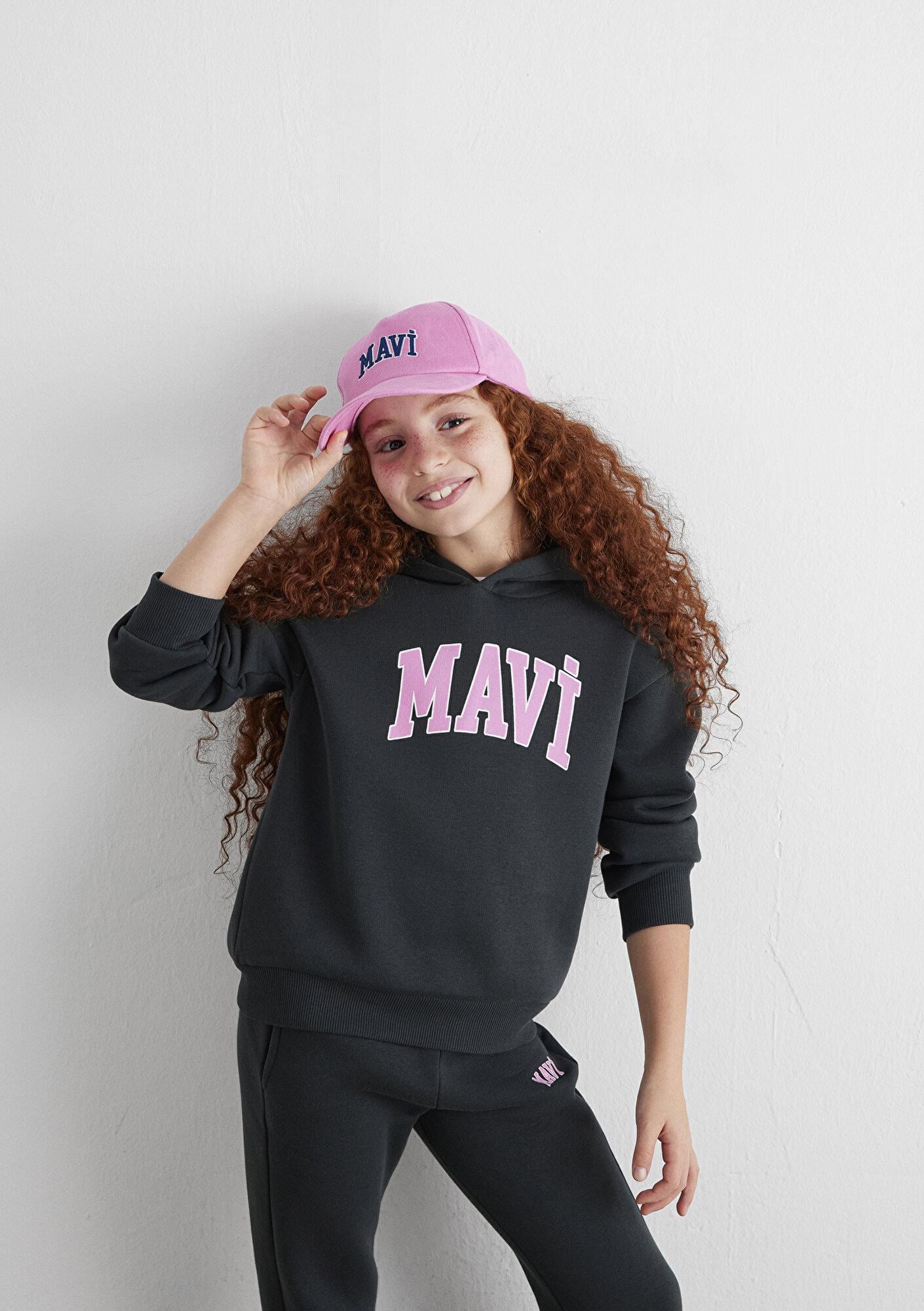 Mavi Mavi Logo Baskılı Kapüşonlu Antrasit Sweatshirt 7610035-70087