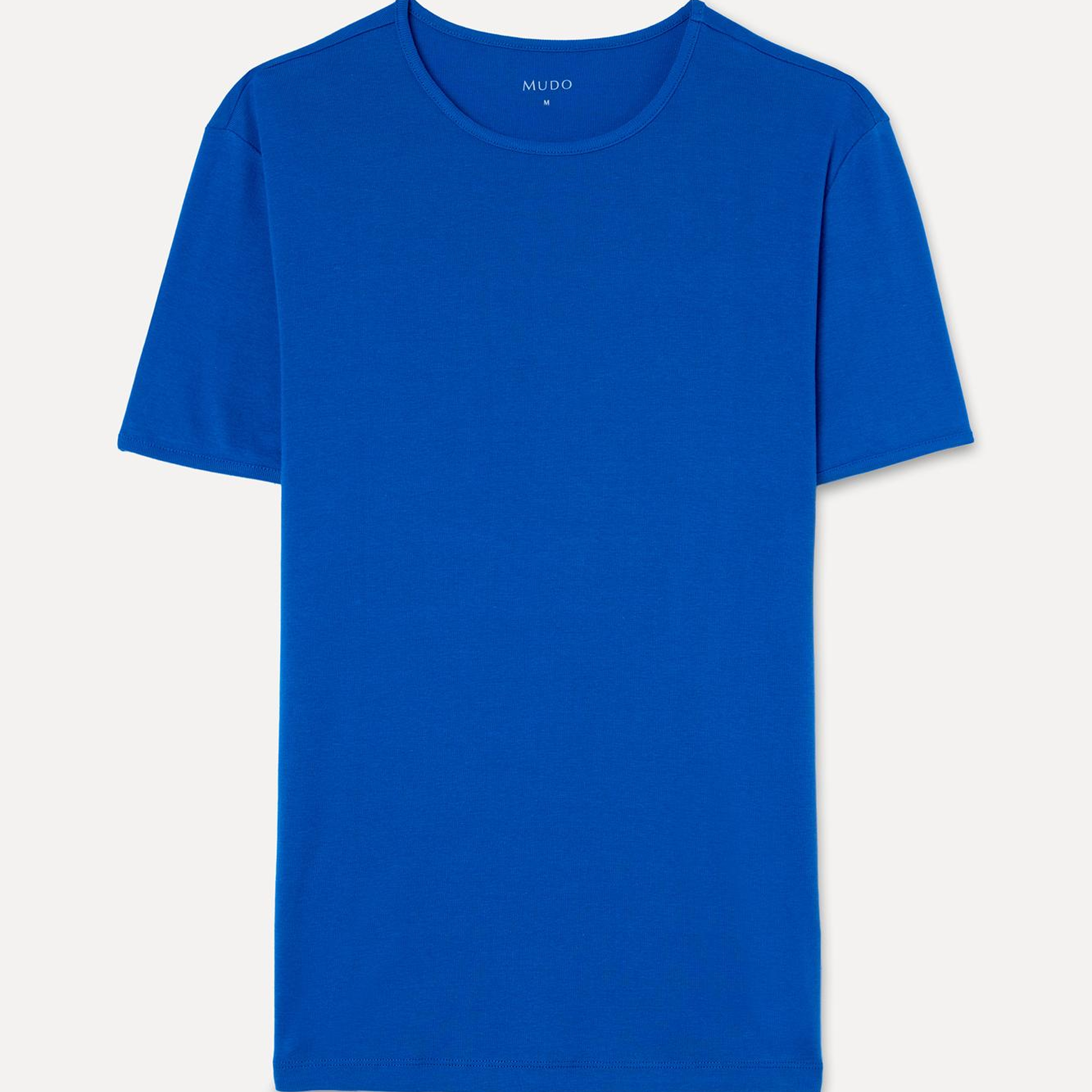 Erkek Mavi Bisiklet Yaka T-Shirt