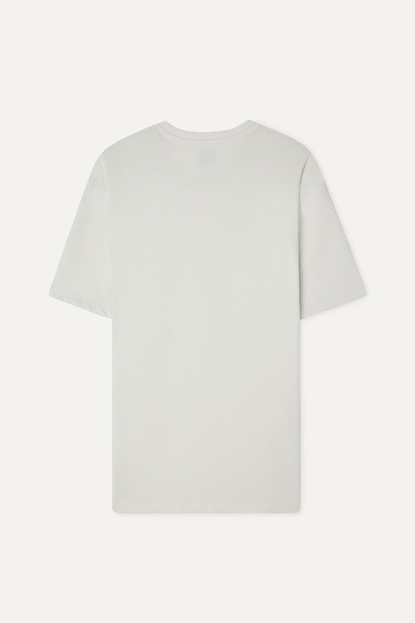 Erkek Kırık Beyaz Baskılı Comfort Fit Bisiklet Yaka T-Shirt