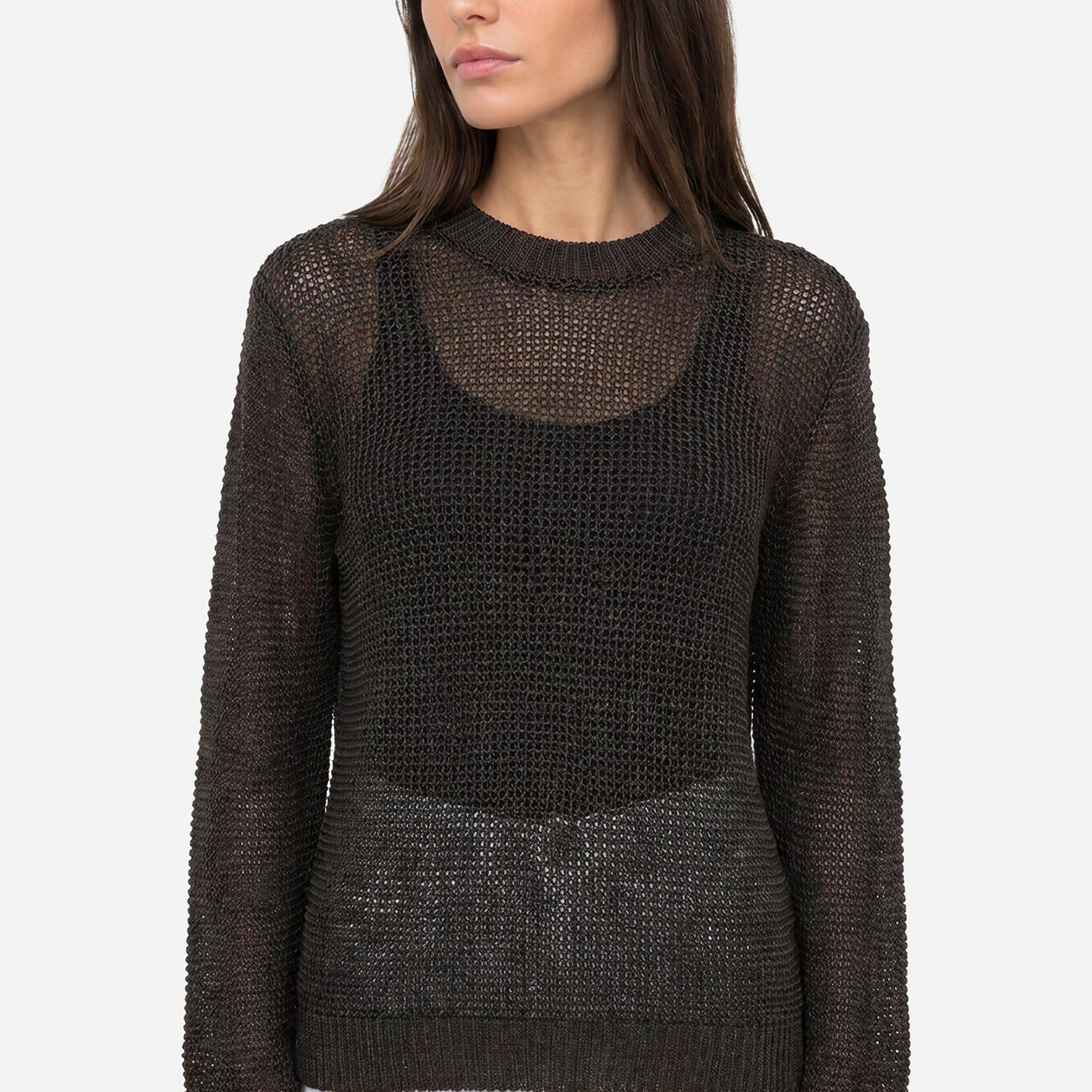 Kadın Kahverengi Oversize Bisiklet Yaka Kazak