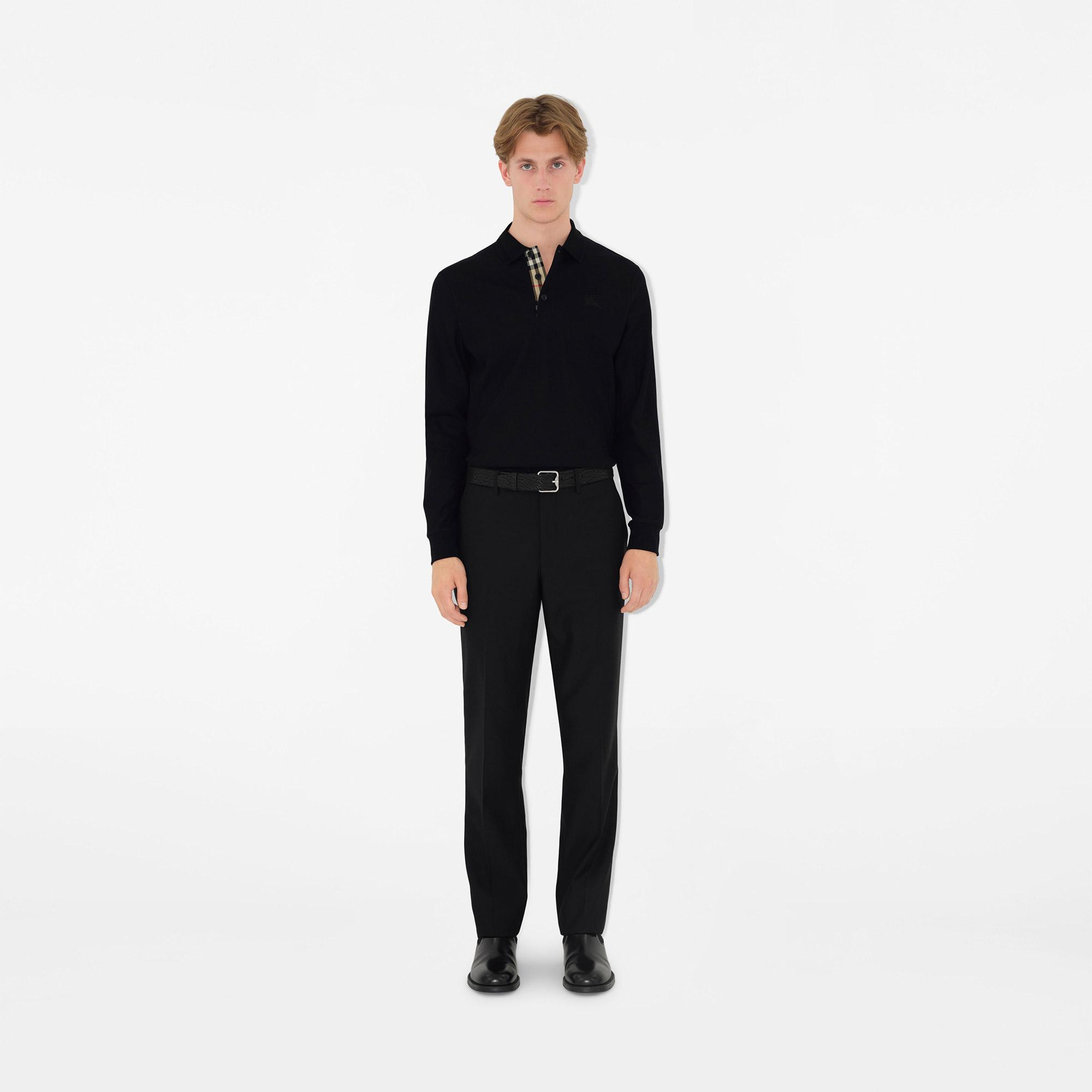 Burberry Cotton Erkek Siyah Uzun Kollu Polo