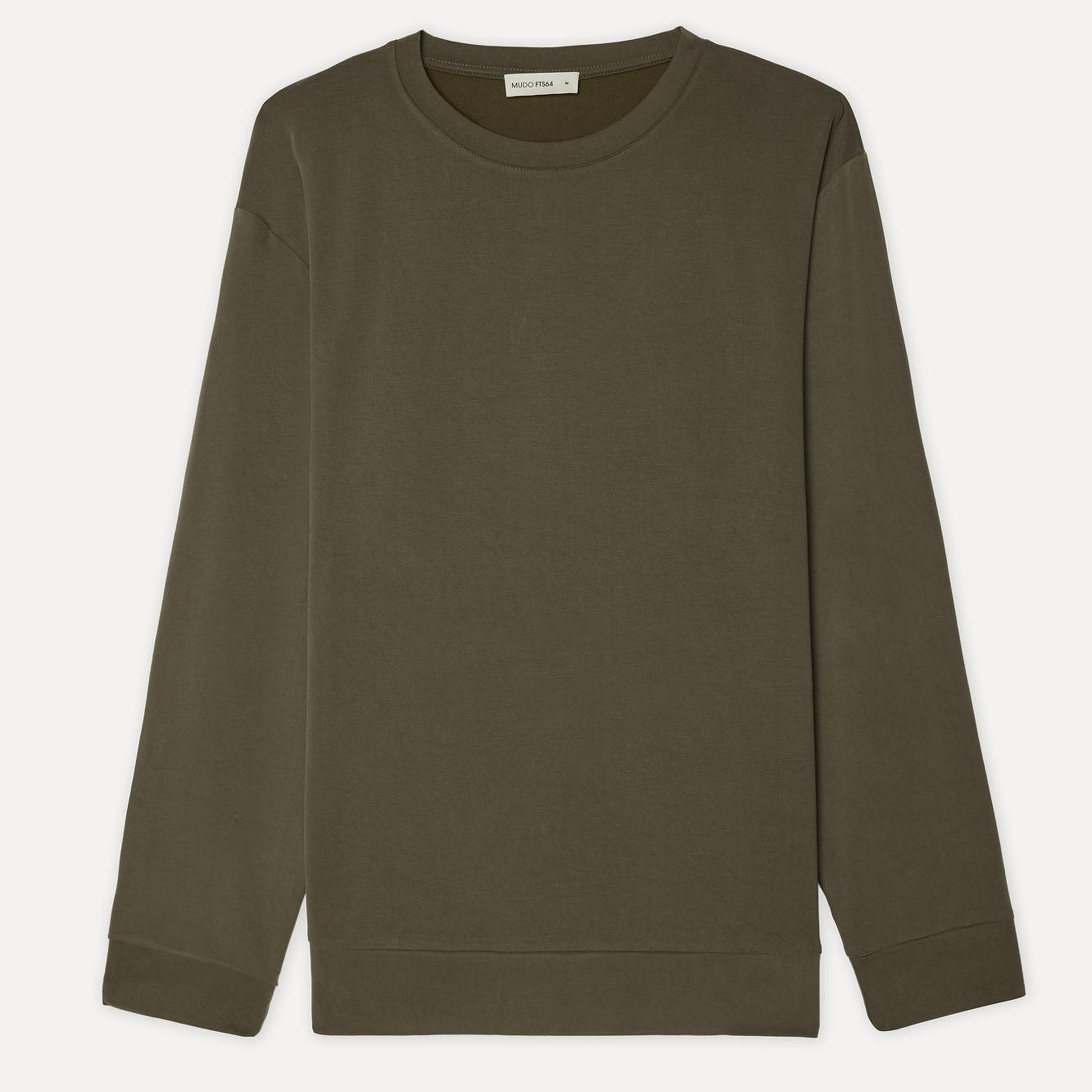 Erkek Haki Modal Karışımlı Bisiklet Yaka Uzun Kollu T-Shirt