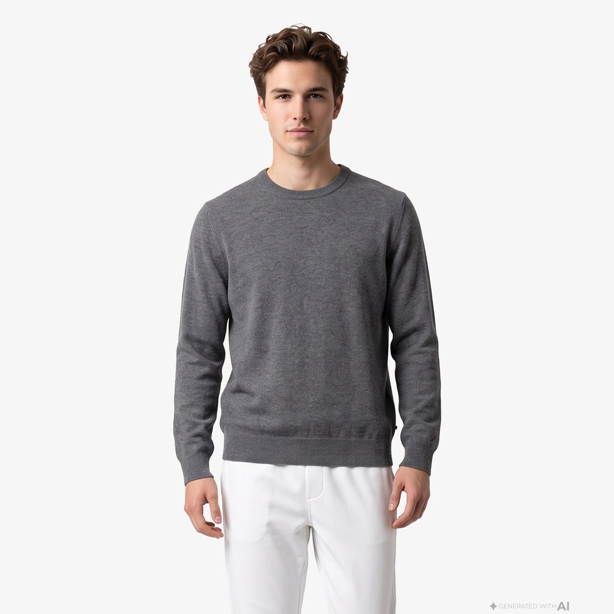 Nautica Erkek Gri Regular Fit Yün Kazak