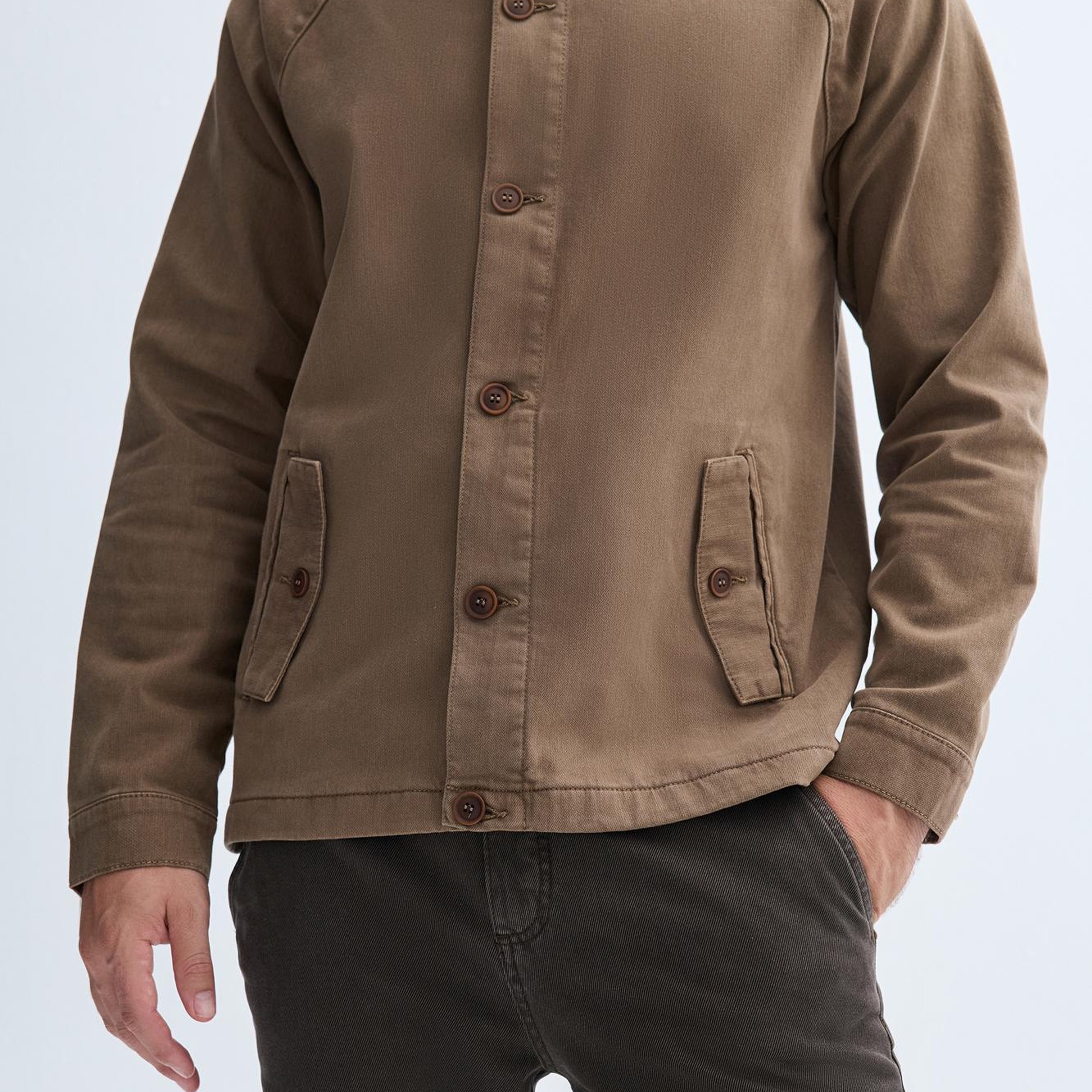Erkek Kahverengi Düğmeli Casual Ceket