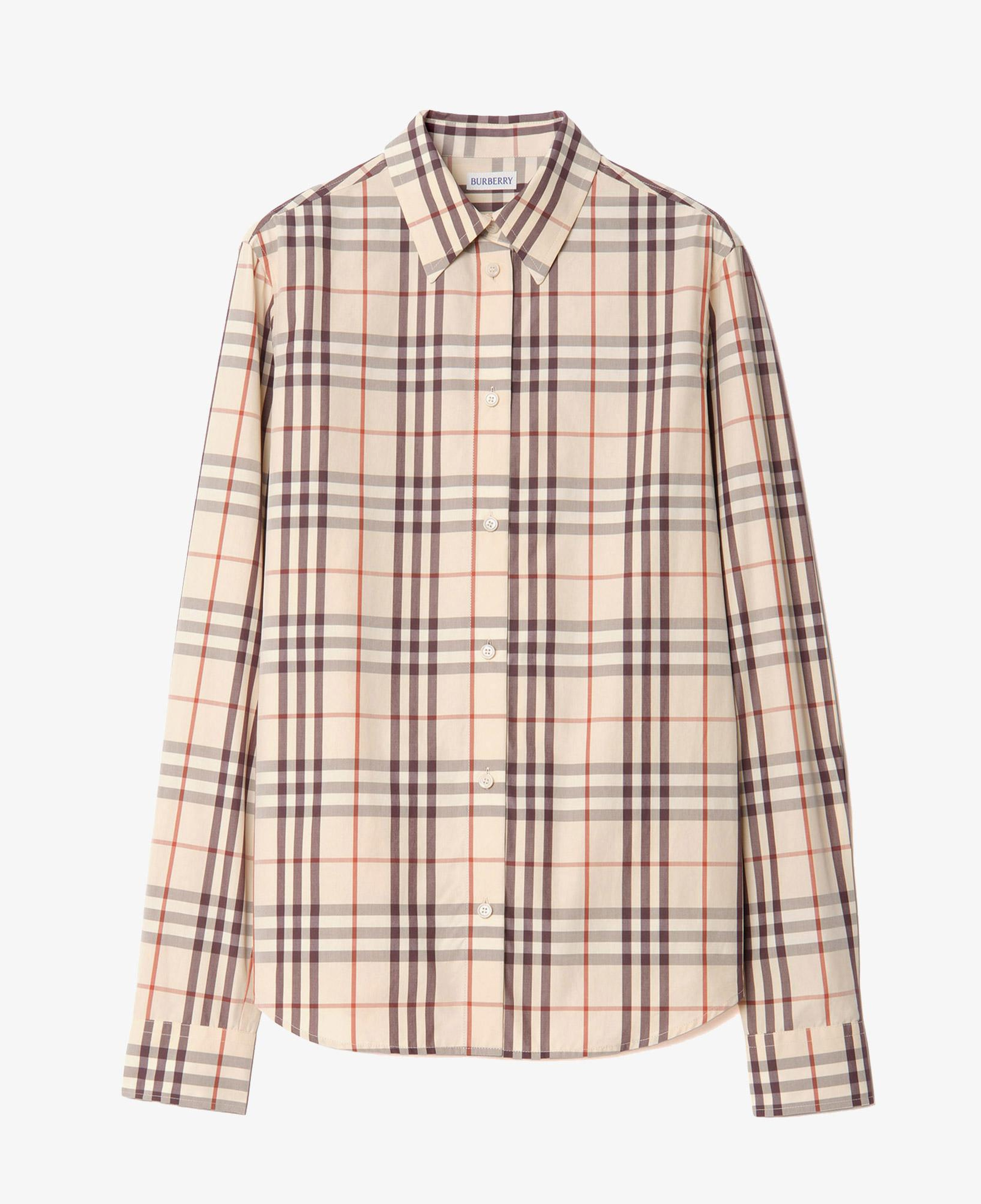 Burberry Regular Fit Check Cotton Kadın Bej Gömlek