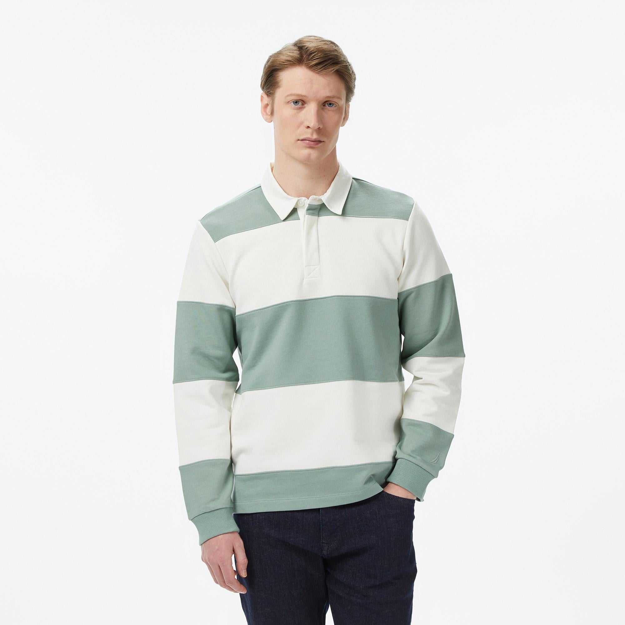Nautica Erkek Yeşil Regular Fit Çizgili Sweatshirt