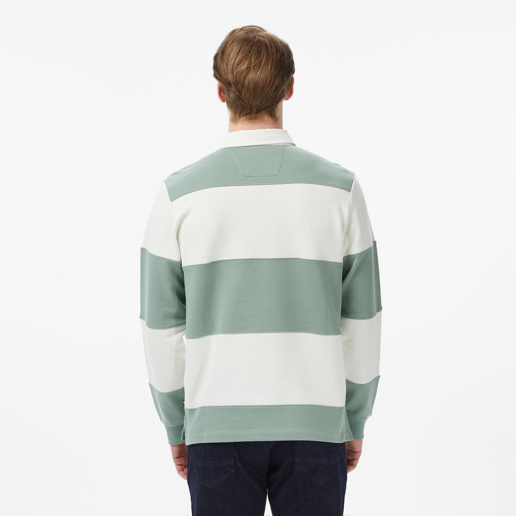 Nautica Erkek Yeşil Regular Fit Çizgili Sweatshirt