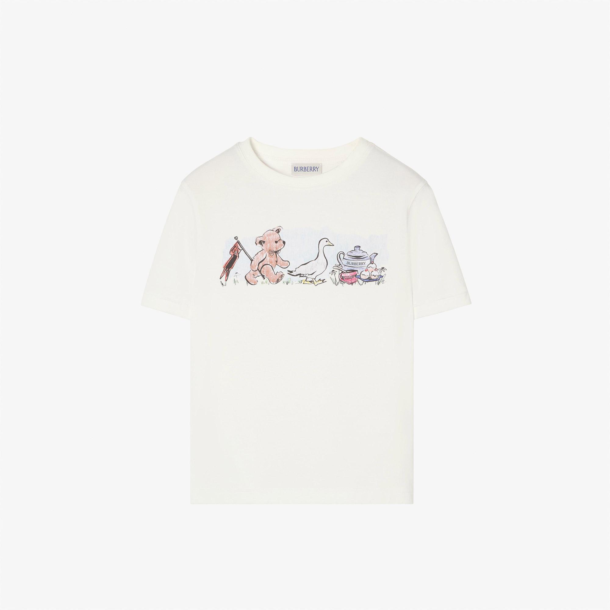 Burberry Cedar Party Çocuk Beyaz T-Shirt