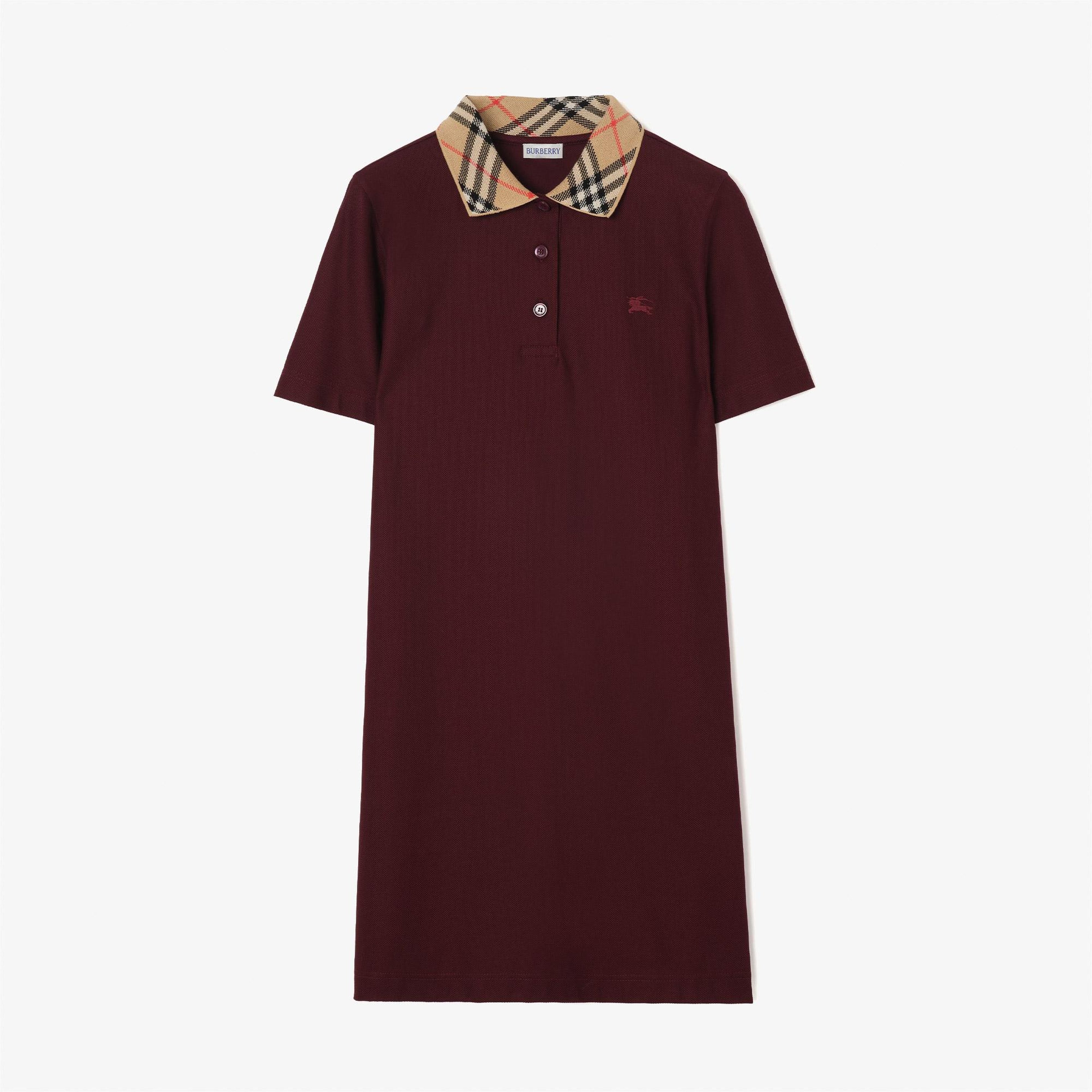 Burberry Iris Check Kadın Bordo Elbise