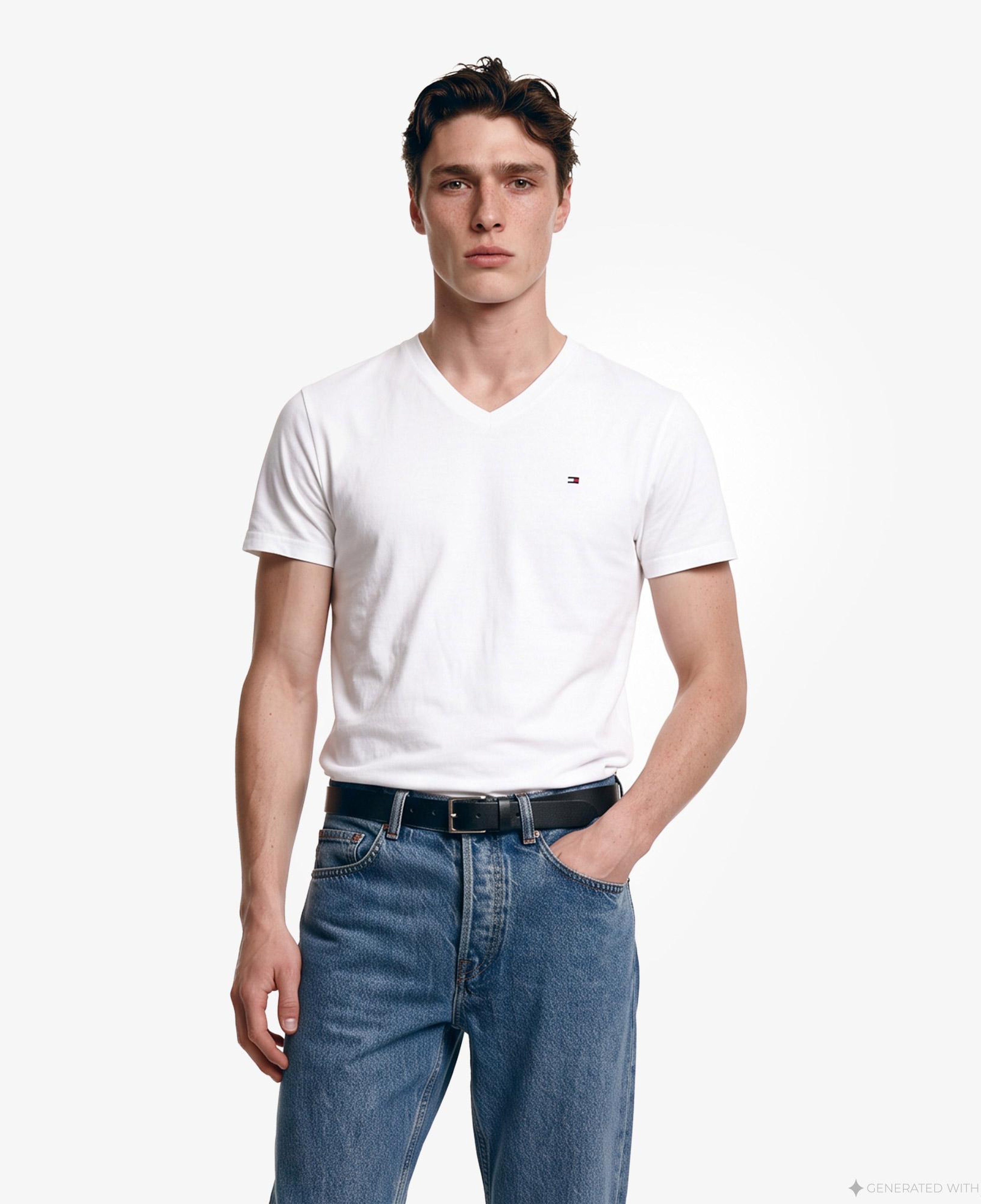 Tommy Hilfiger 3'lü V Yaka Erkek Sarı T-Shirt