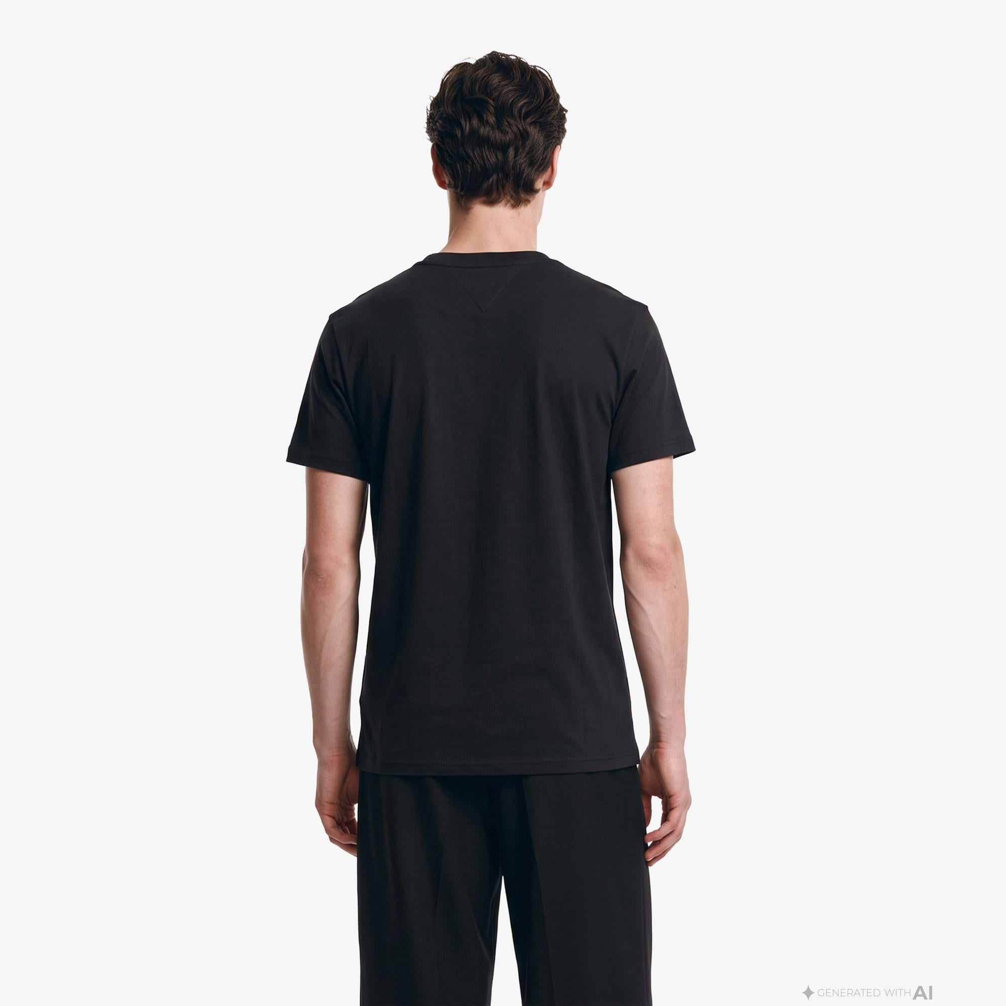 Tommy Hilfiger Big Flag Erkek Siyah T-Shirt