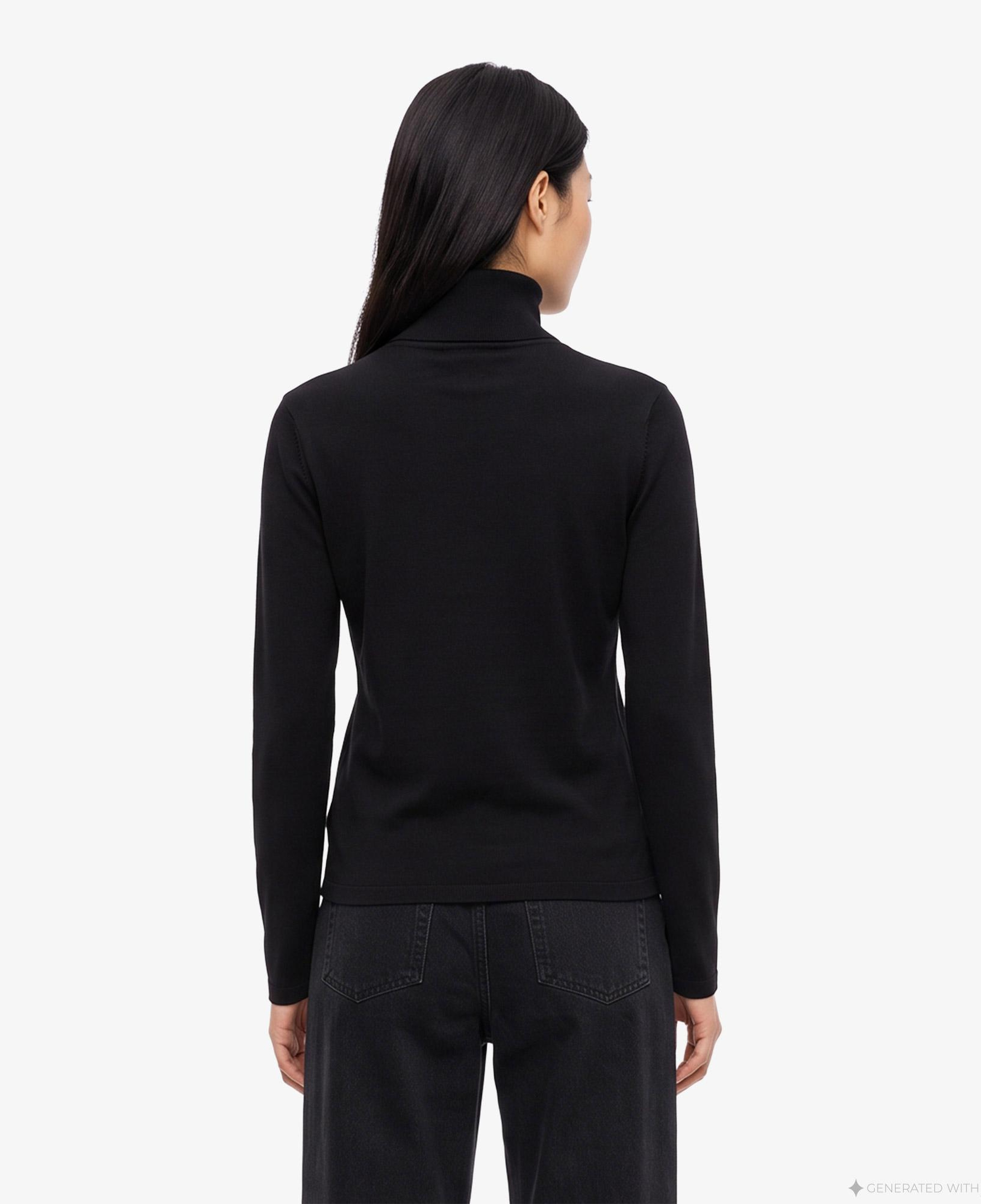 Calvin Klein Woven Label Henley Kadın Siyah T-Shirt