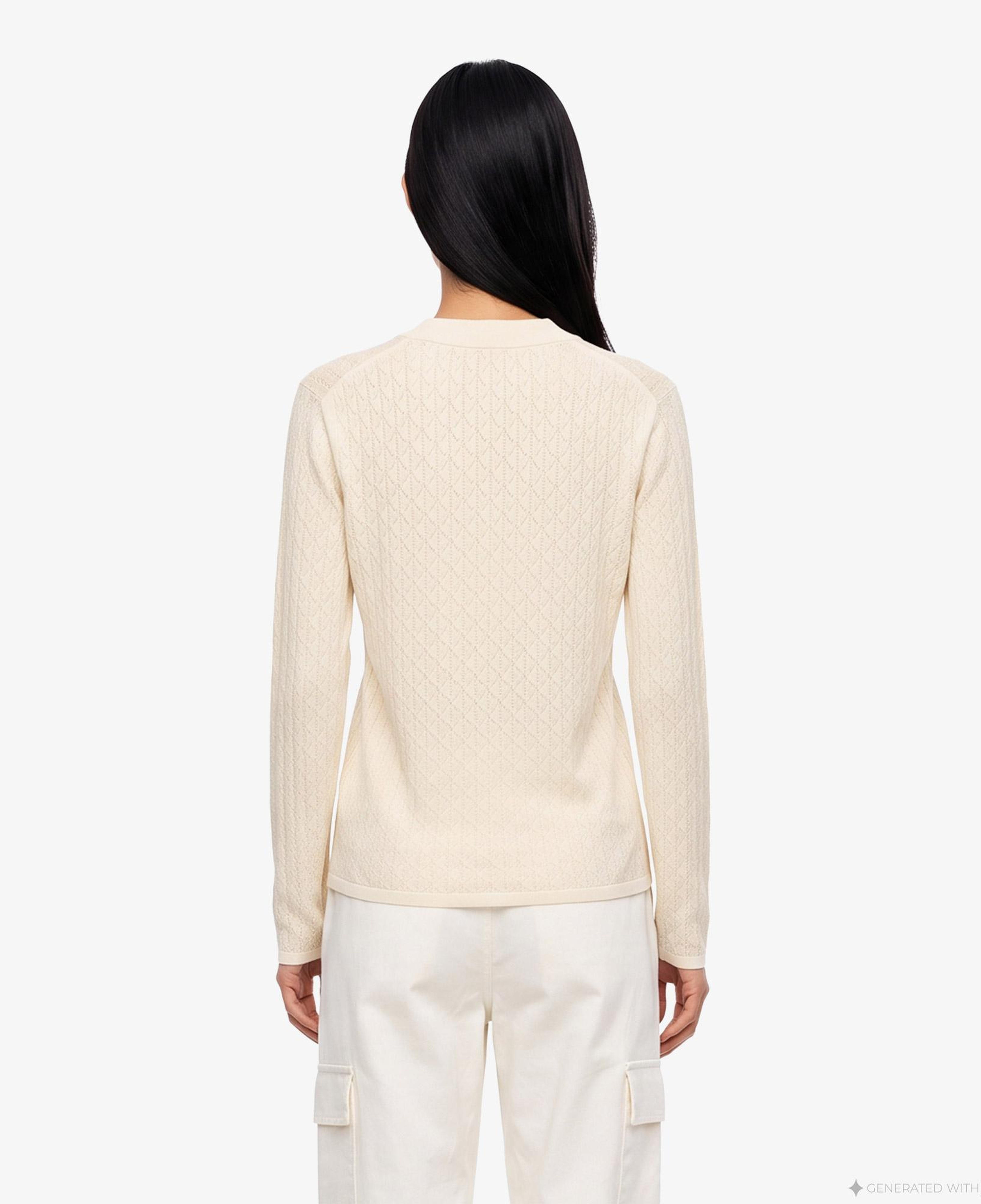 Calvin Klein Pointelle Cardigan Kadın Beyaz Triko