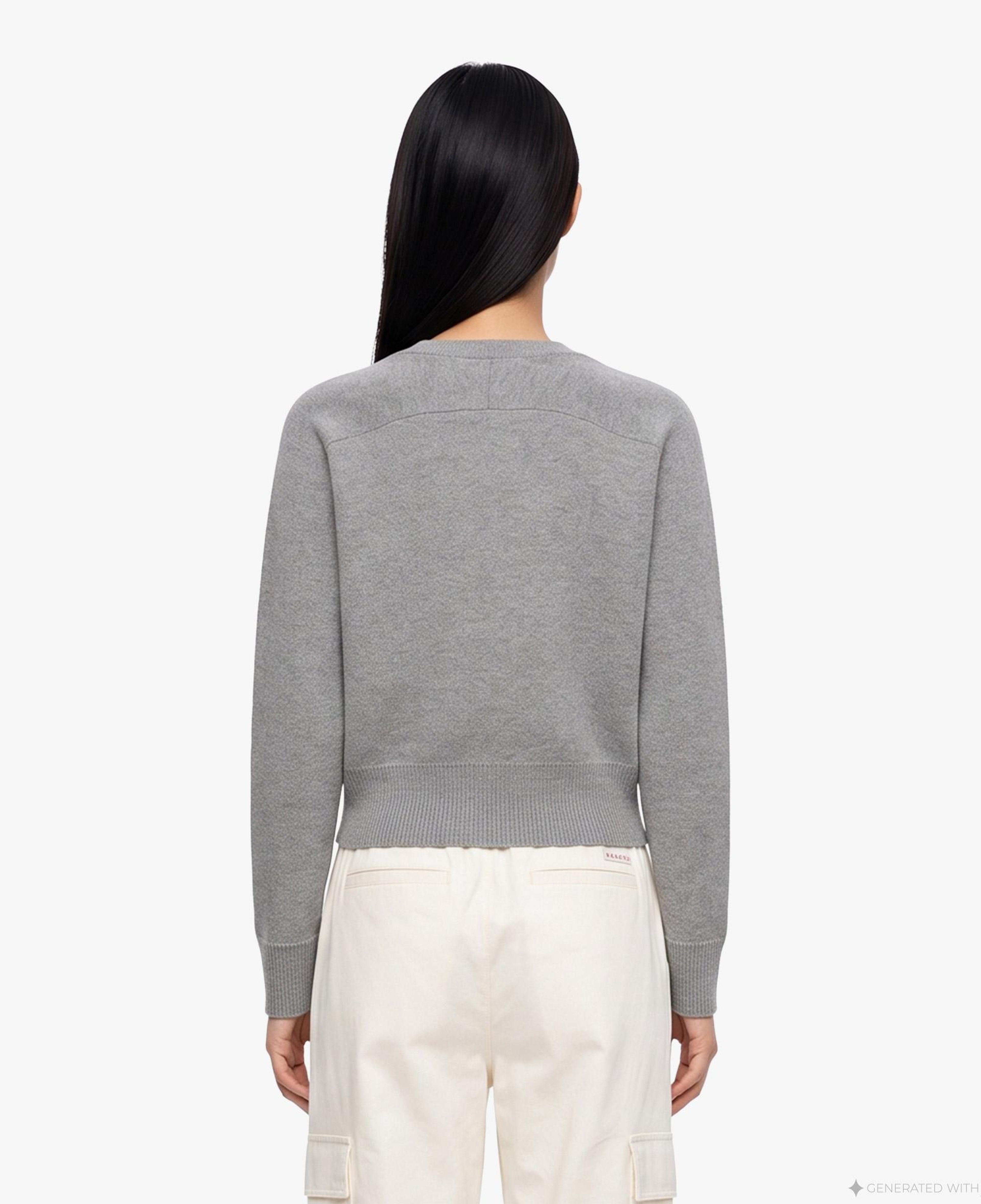 Calvin Klein Wool Cotton Raglan Cardigan Kadın Gri Triko