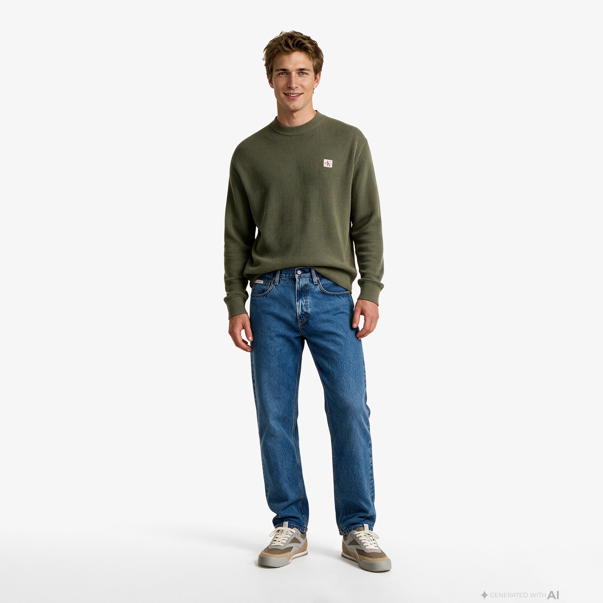 Calvin Klein Cotton Waffle Erkek Bej Triko