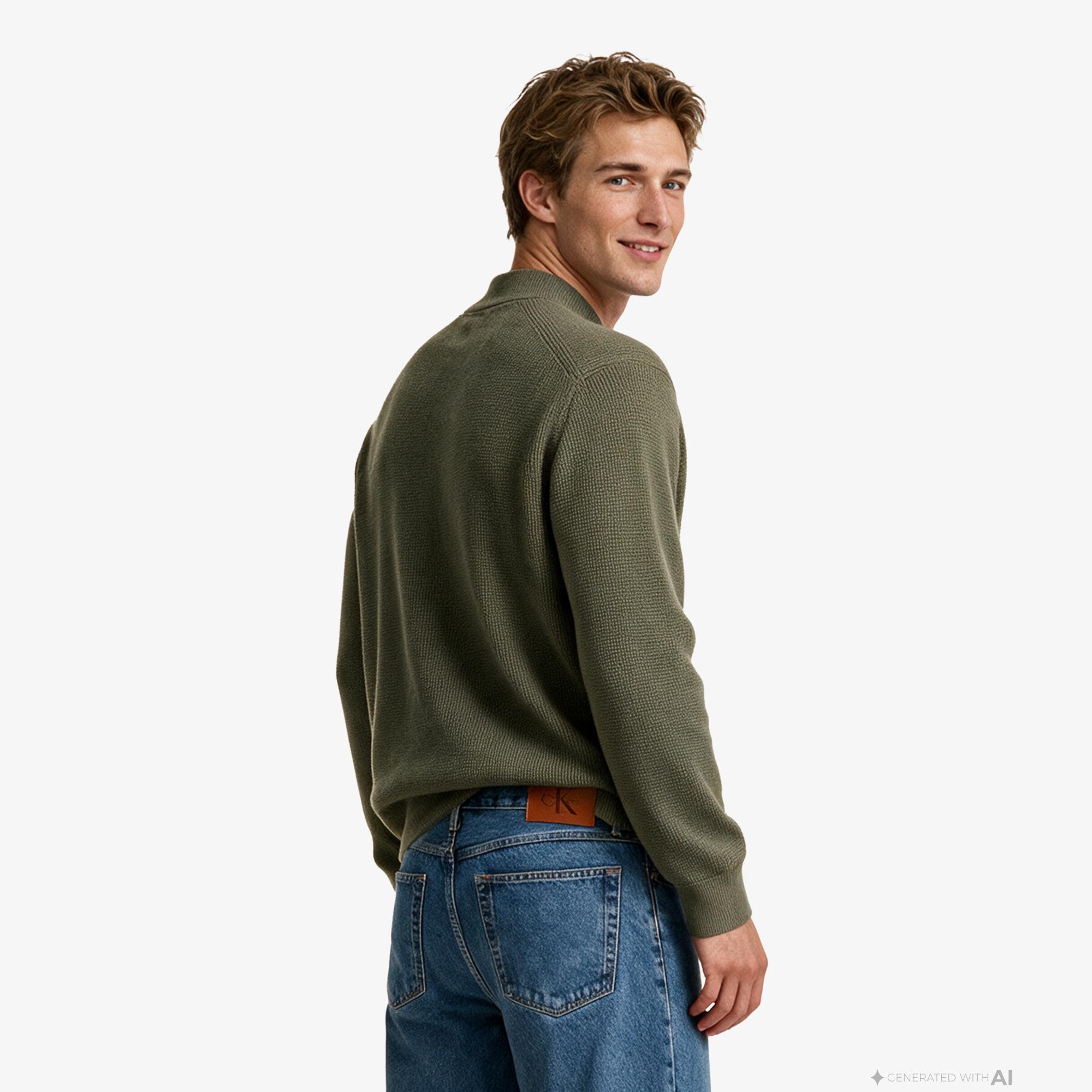 Calvin Klein Cotton Waffle Erkek Bej Triko